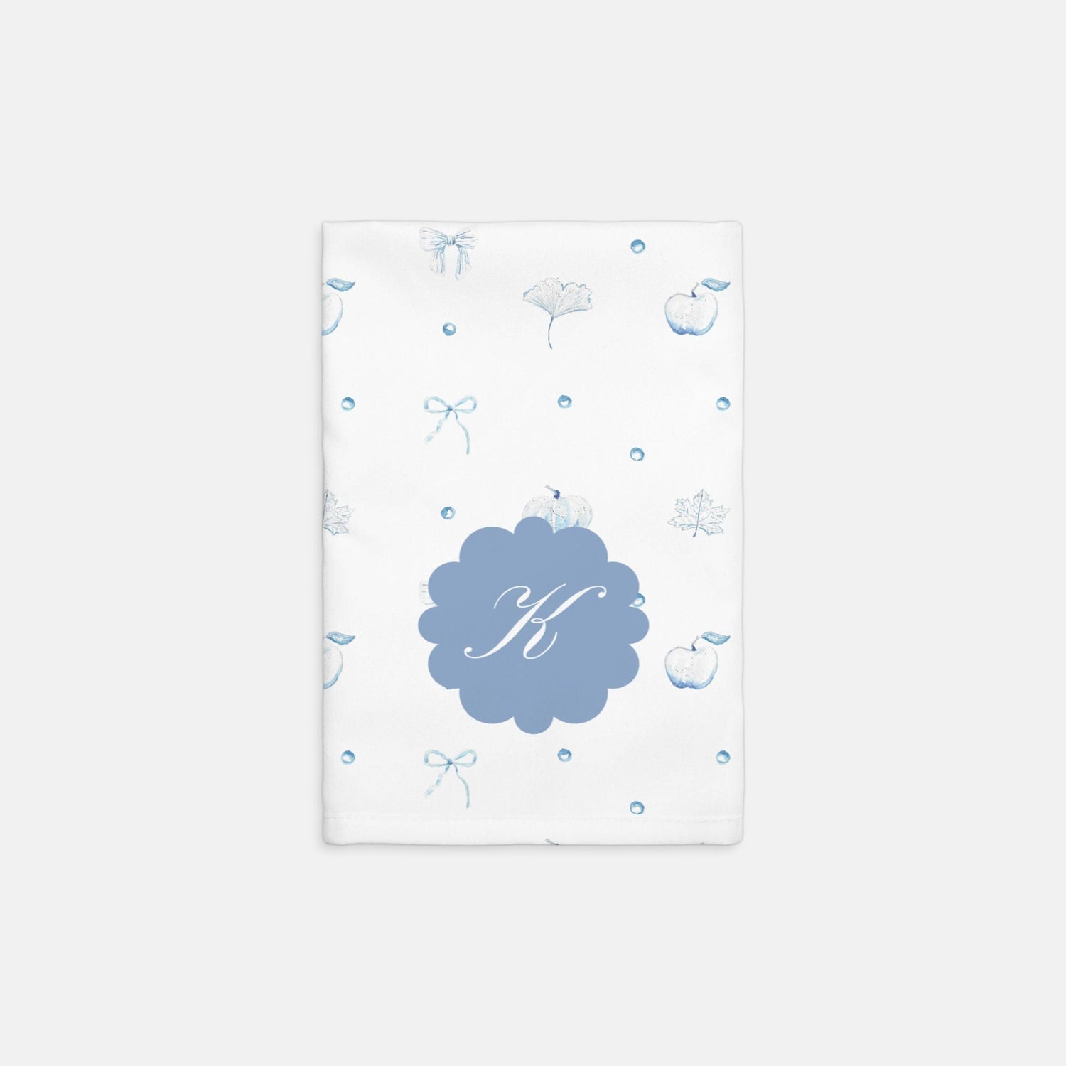 blue and white fall granmillenial bow pumpkin apple hostess towels customized - designs by pippa