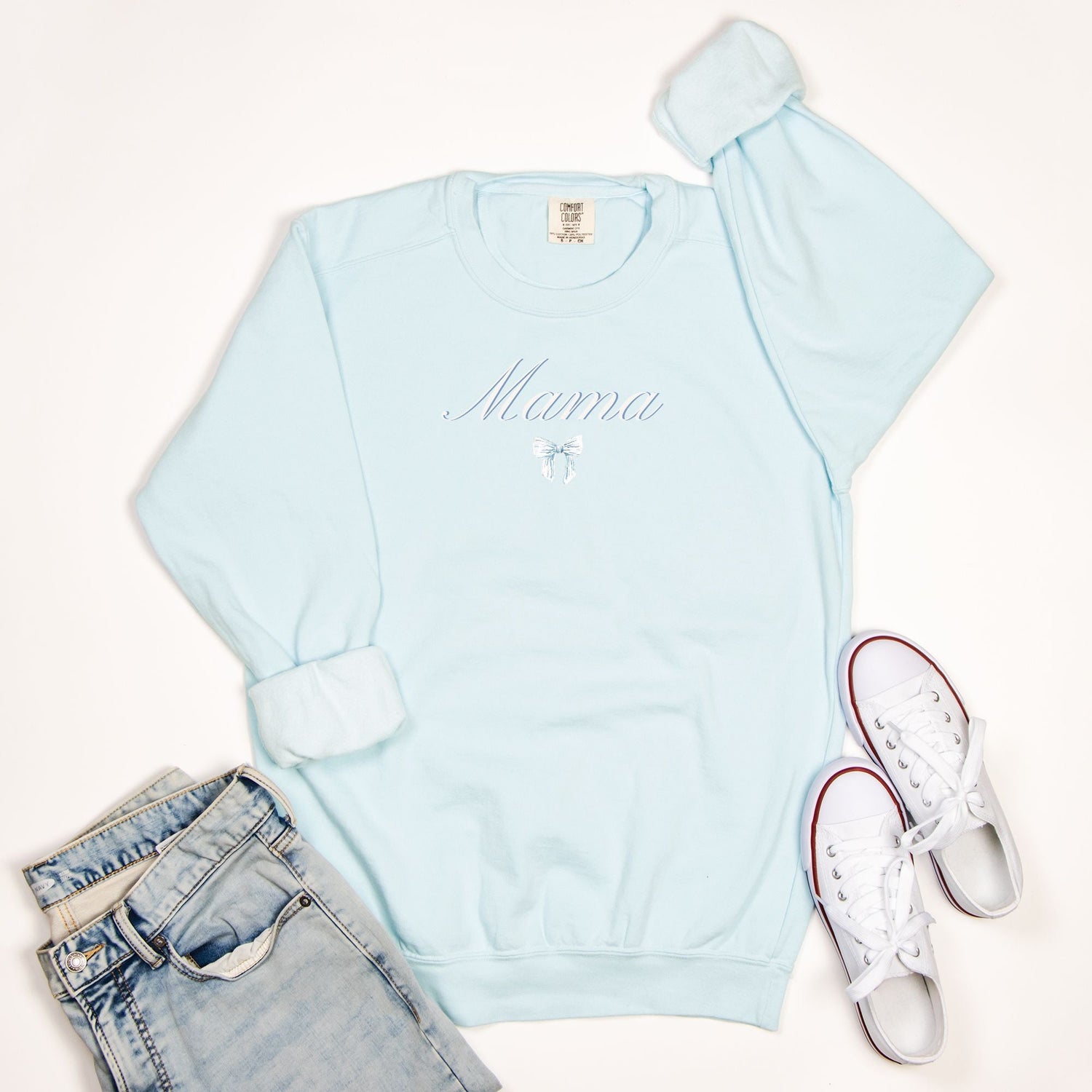 blue and white fall personalized sweatshirt mama - designs by pippa
