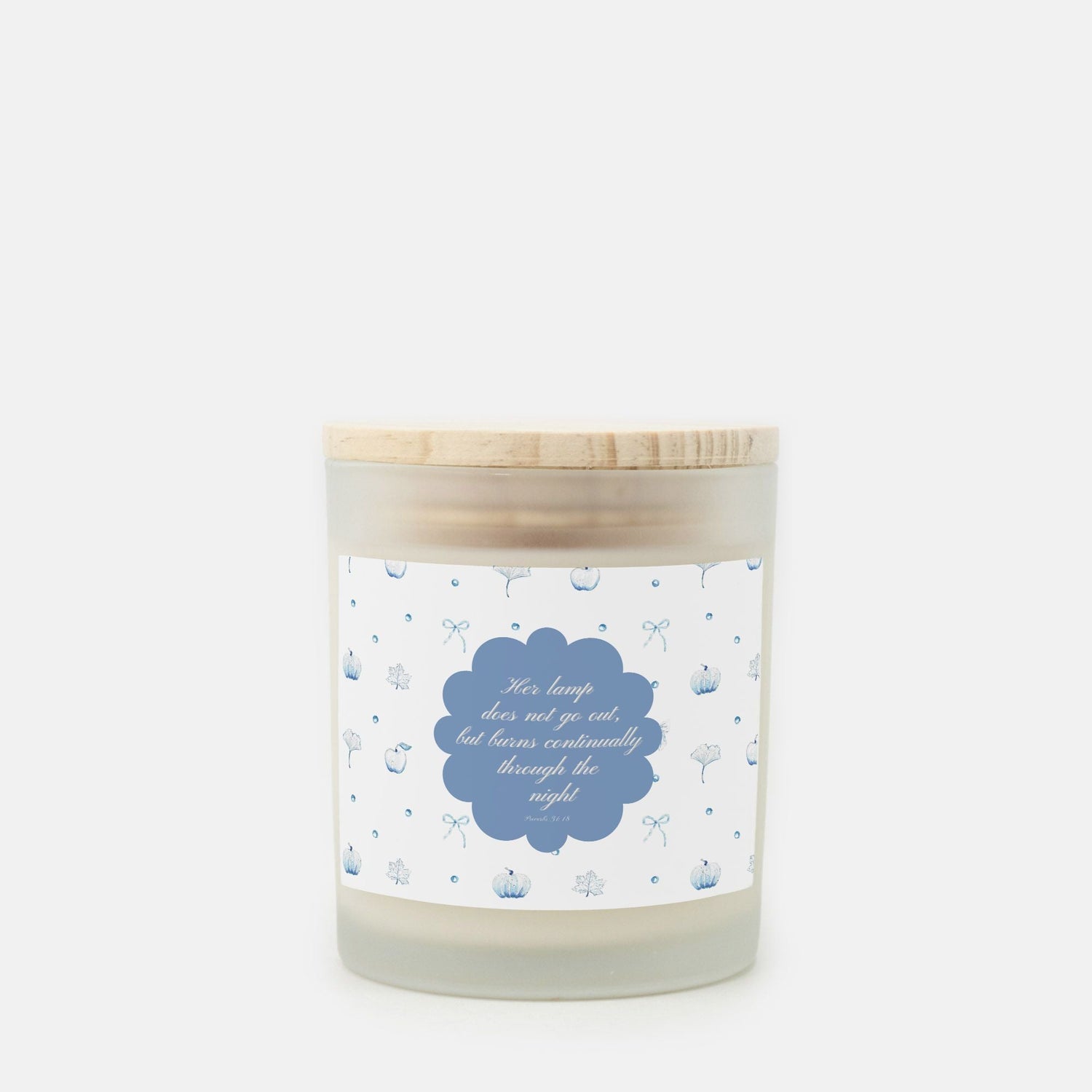 blue and white pumpkin bow custom candle - designs by pippa