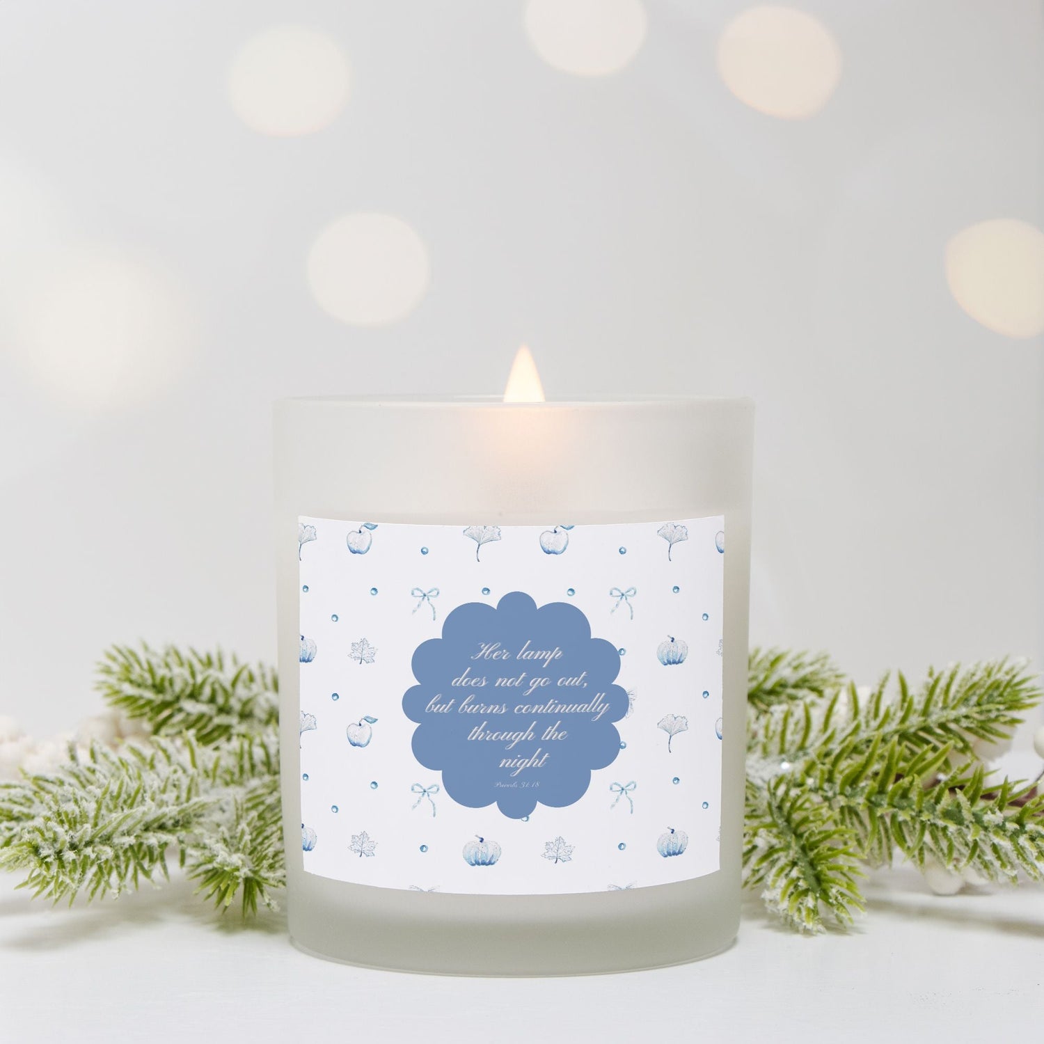 blue and white pumpkin bow custom candle - designs by pippa