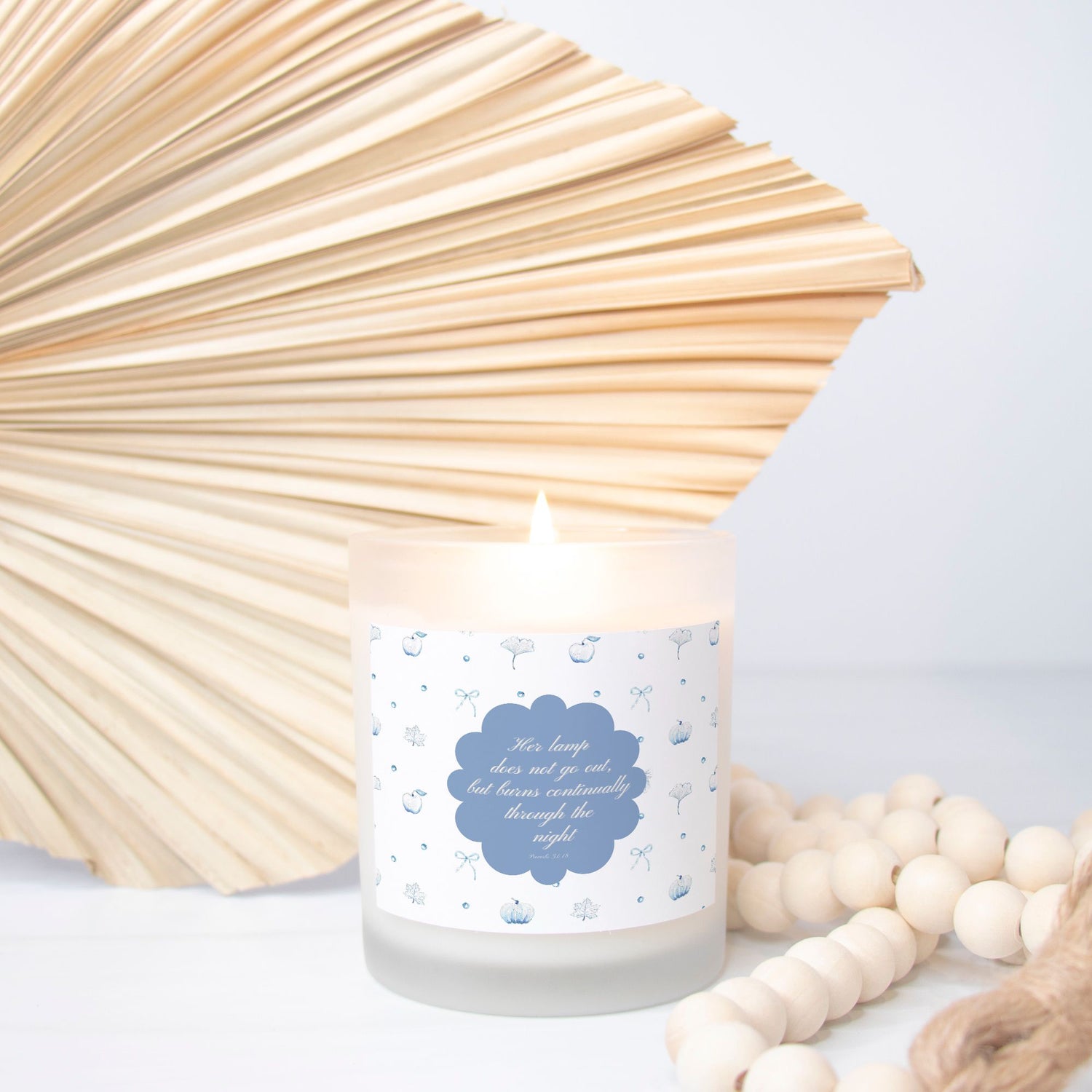 blue and white pumpkin bow custom candle - designs by pippa