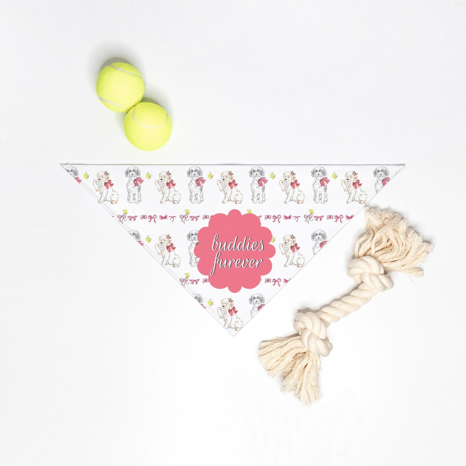 pink bow puppy custom small breed pet bandana - designs by pippa