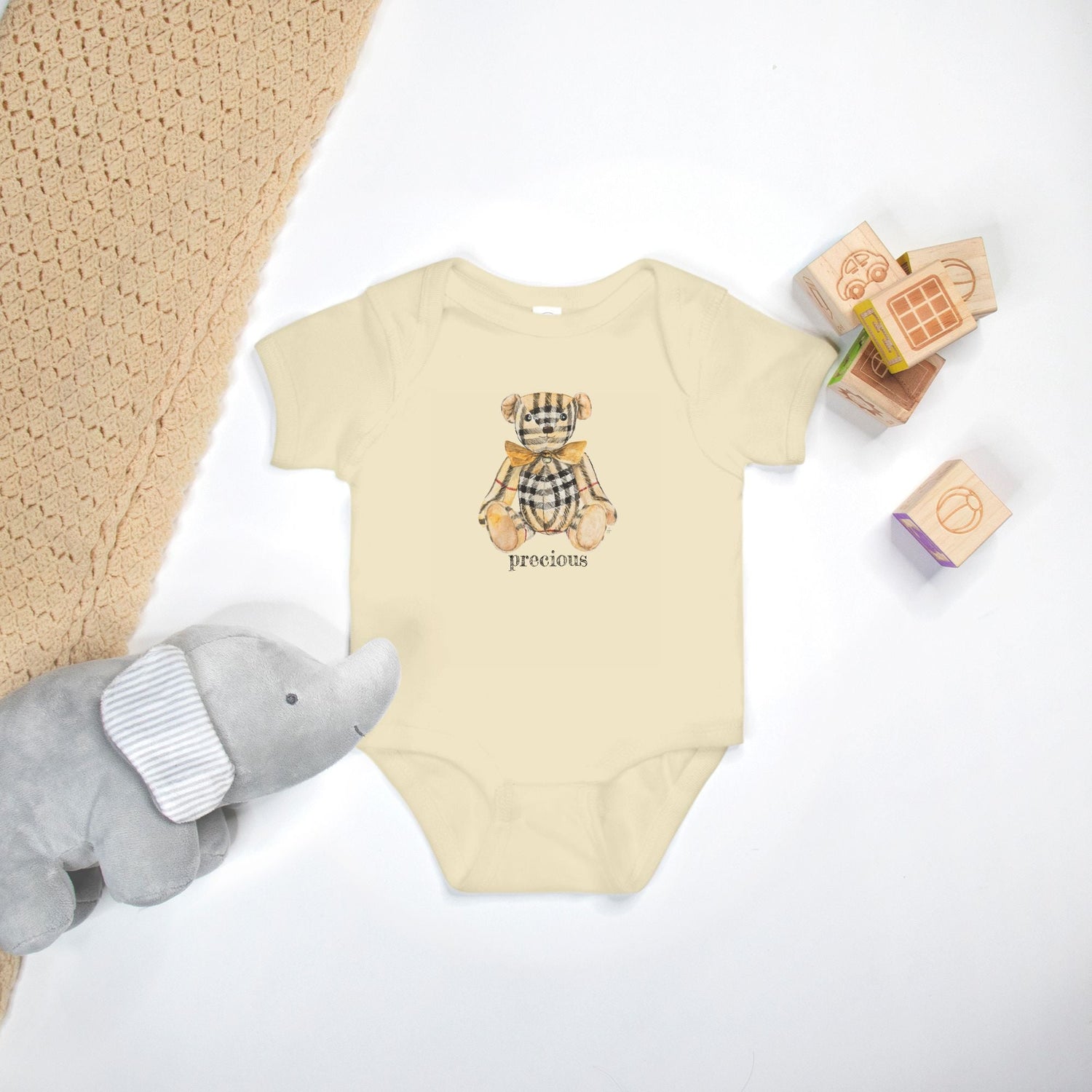 plaid bow bear berry custom baby suit 6 - 18m - designs by pippa