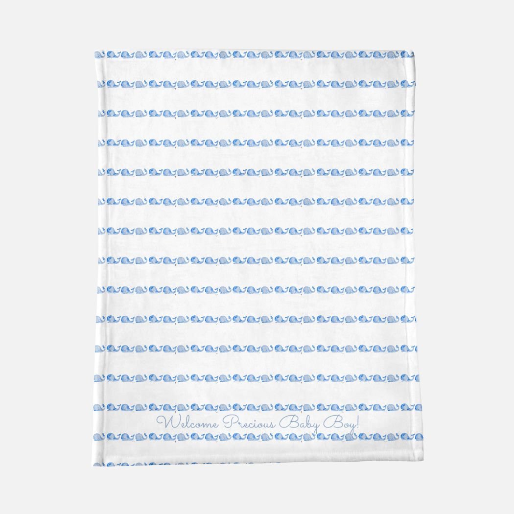 whalecome baby boy minky blanket - designs by pippa