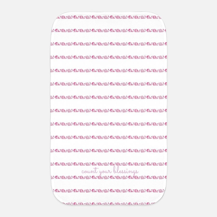 whalecome baby pink burp cloth - designs by pippa