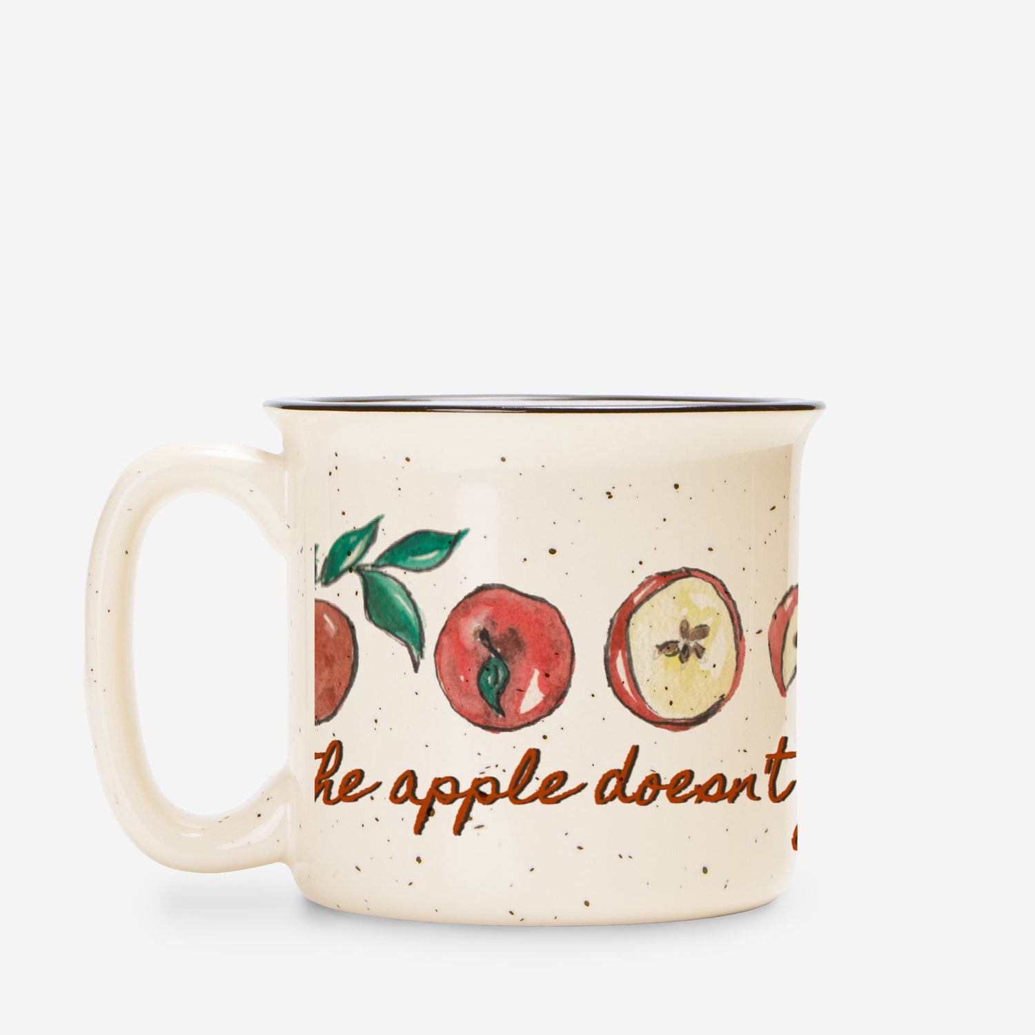 apple doesn't fall far from tree ceramic mug speckled cream 13oz custom - designs by pippa