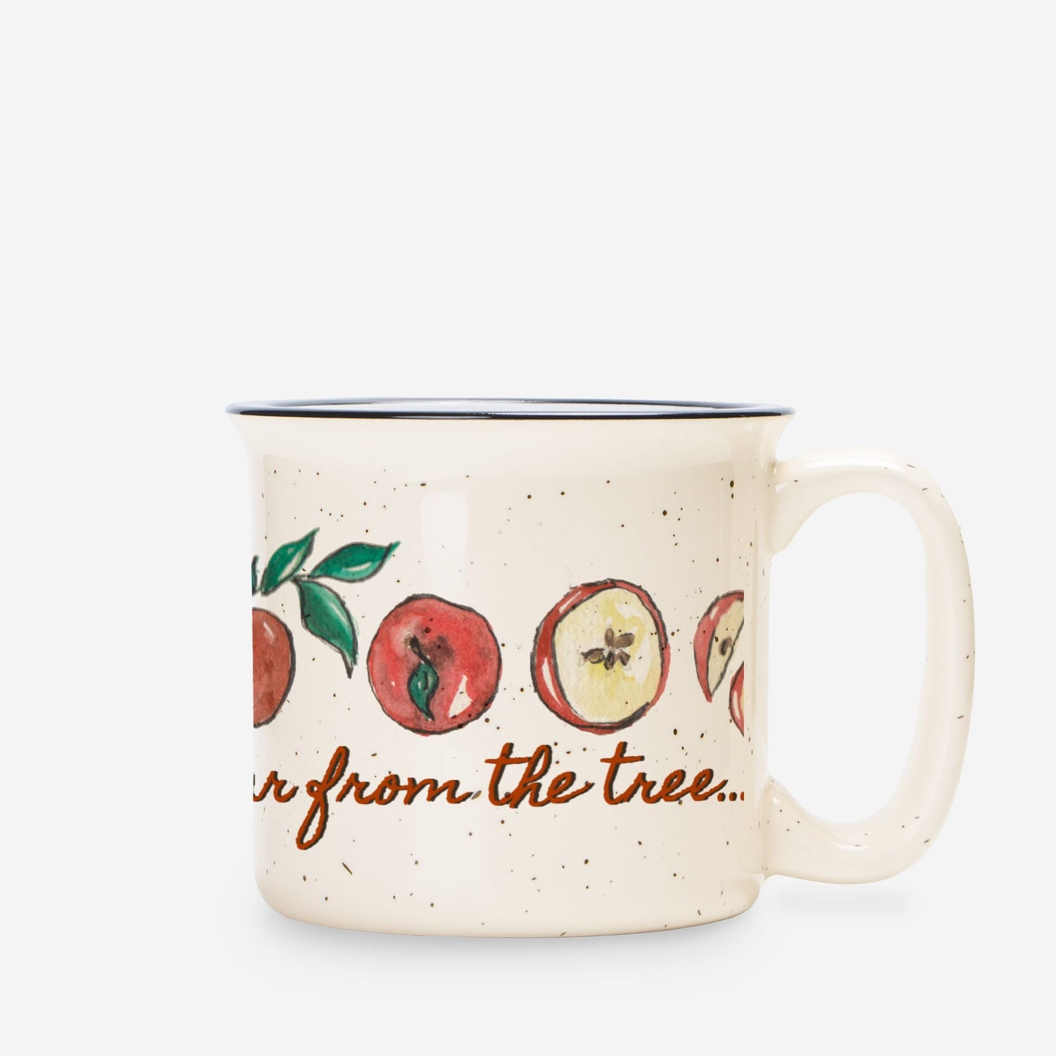 apple doesn't fall far from tree ceramic mug speckled cream 13oz custom - designs by pippa