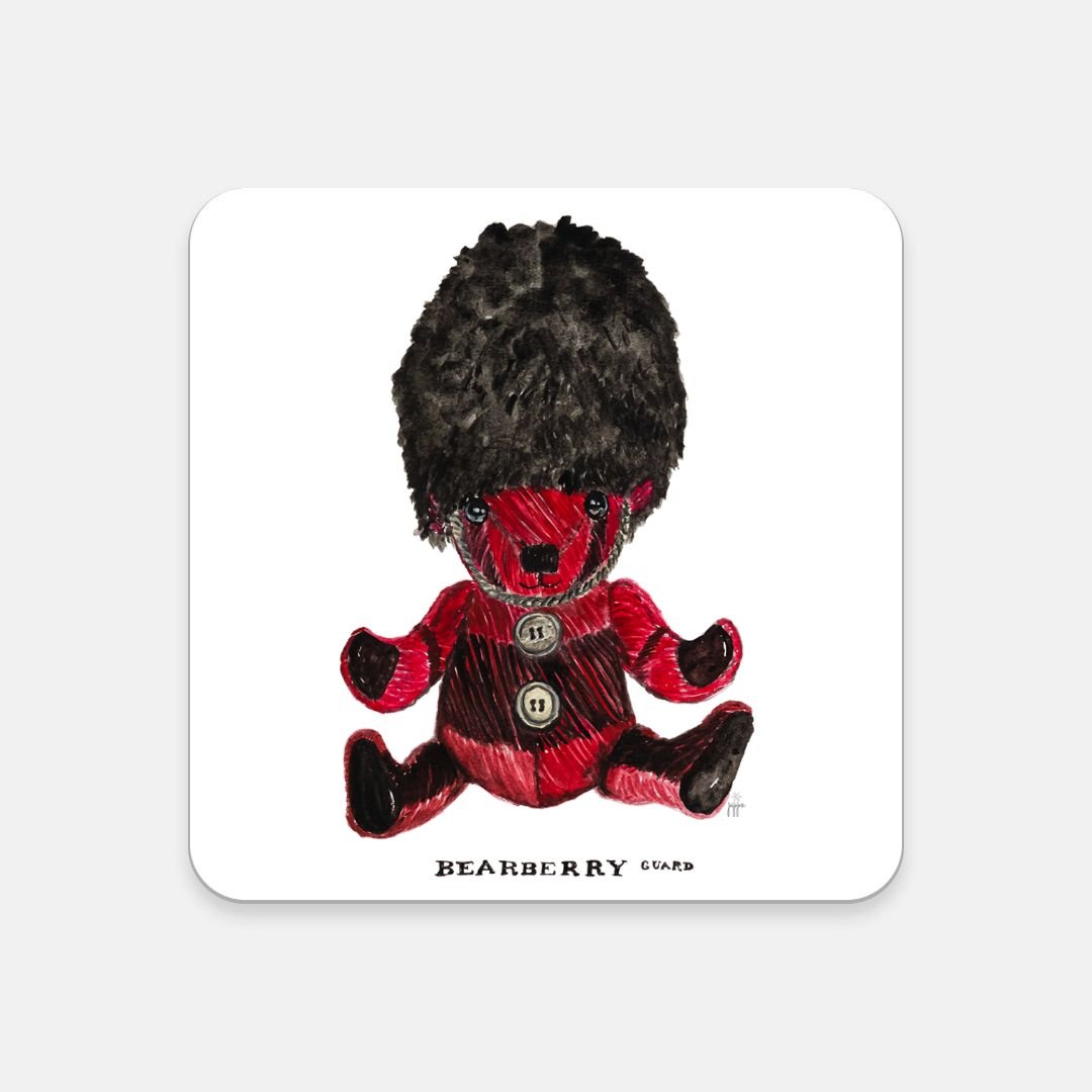 bearberry red guard bear cork - back coaster - designs by pippa