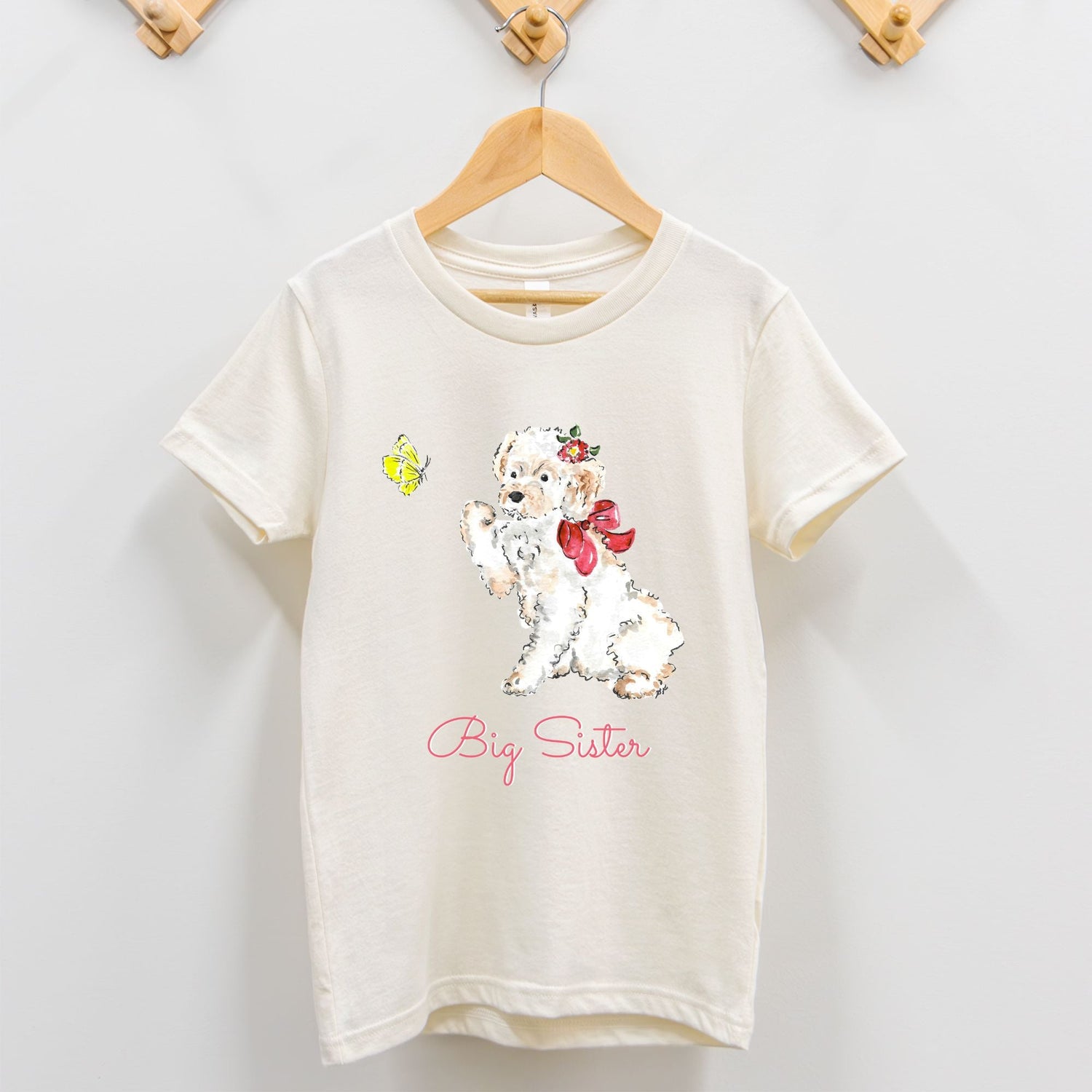 big sister butterfly bow puppy personalized girl tee 2T - 5T - designs by pippa