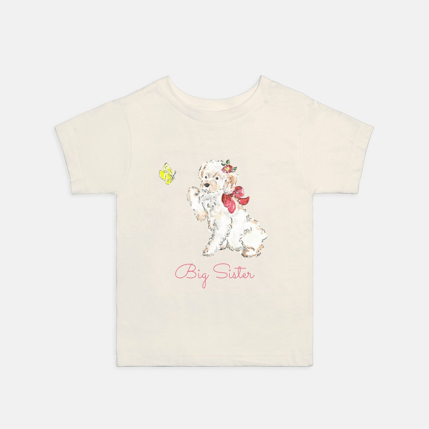 big sister butterfly bow puppy personalized girl tee 2T - 5T - designs by pippa