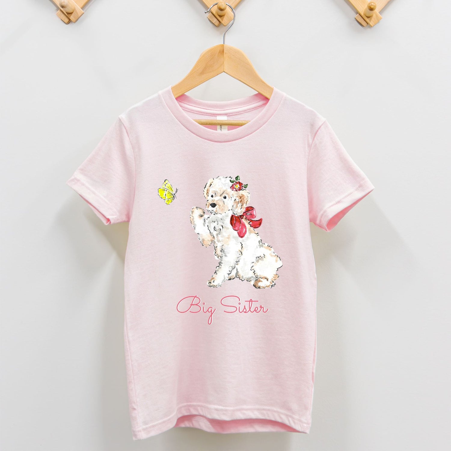 big sister butterfly bow puppy personalized girl tee 2T - 5T - designs by pippa