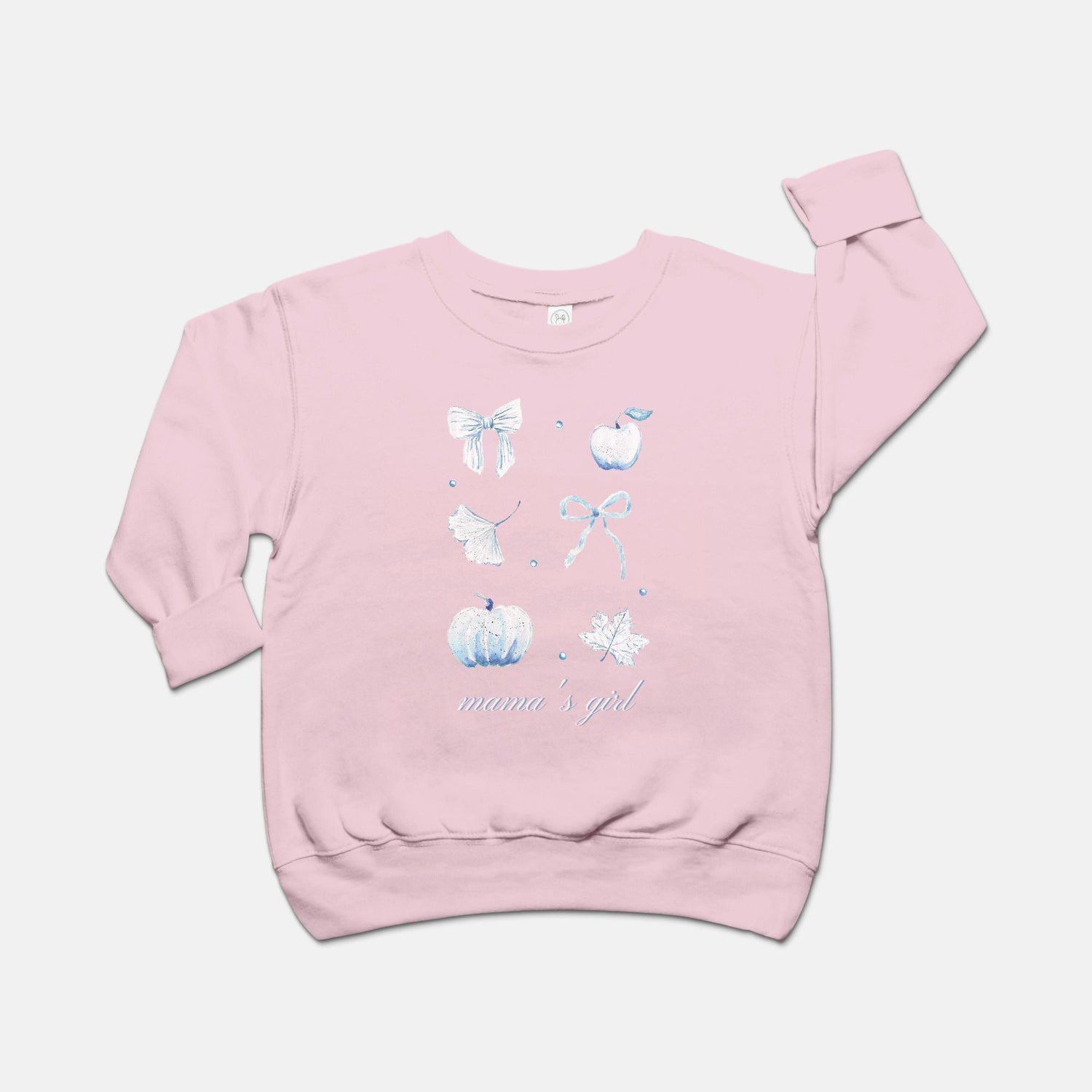 blue and white pumpkin bow fall personalized toddler crew neck - designs by pippa