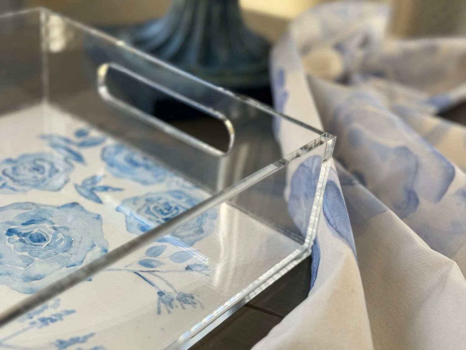 chinoiserie rose bleu interchangeable acrylic trays - designs by pippa