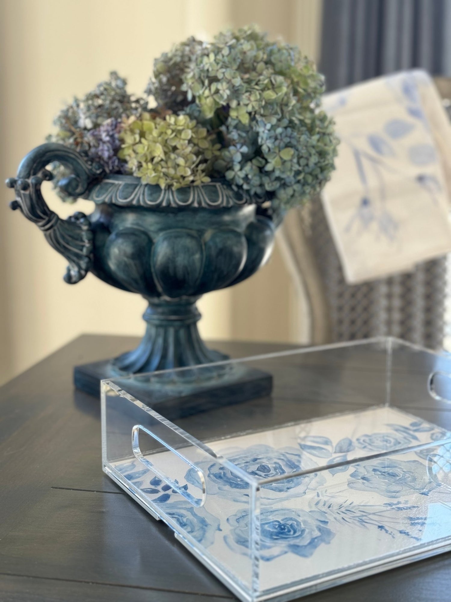 chinoiserie rose bleu interchangeable acrylic trays - designs by pippa