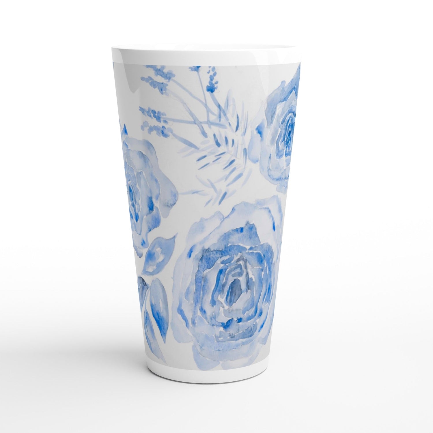 chinoiserie rose bleu latte ceramic mug - designs by pippa