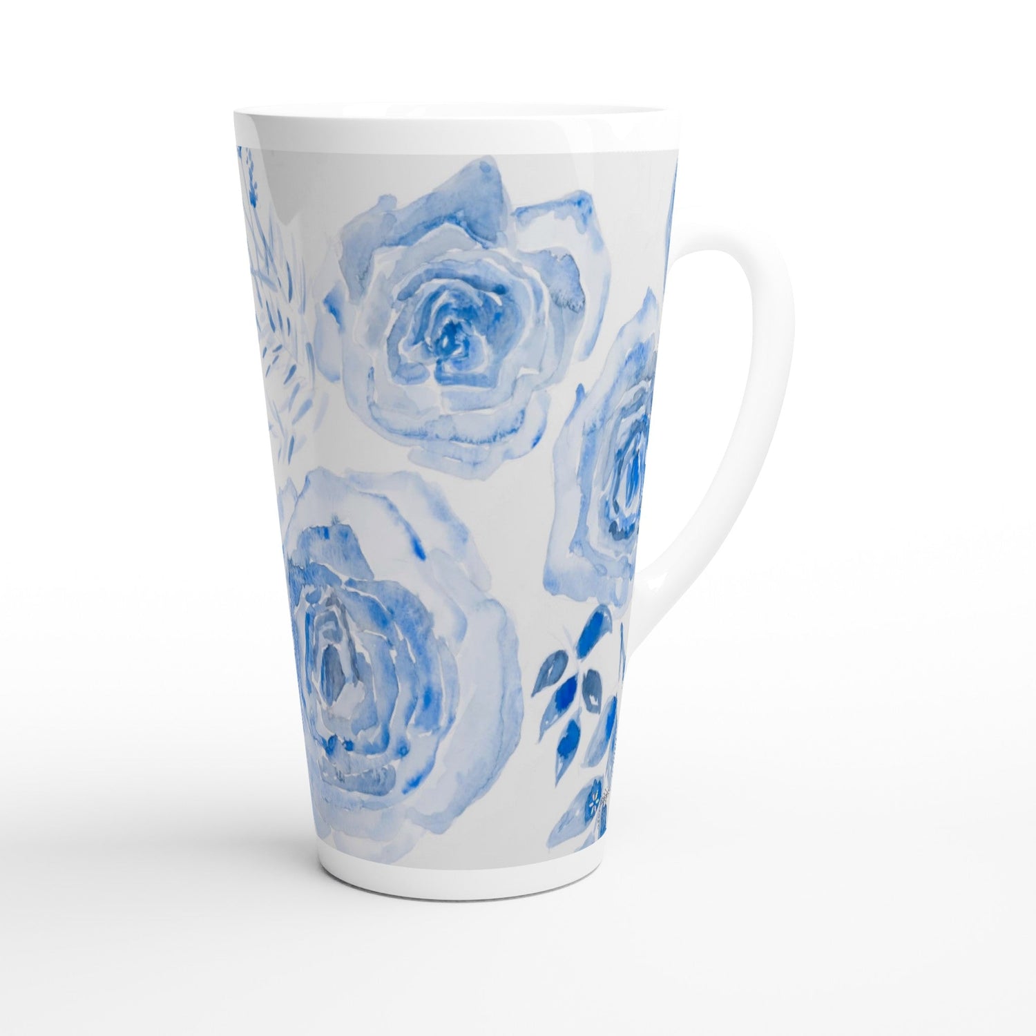 chinoiserie rose bleu latte ceramic mug - designs by pippa