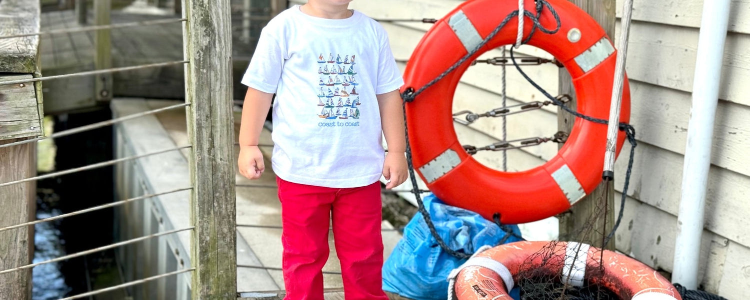 coast to coast sailboat classic baby crewneck tee - designs by pippa