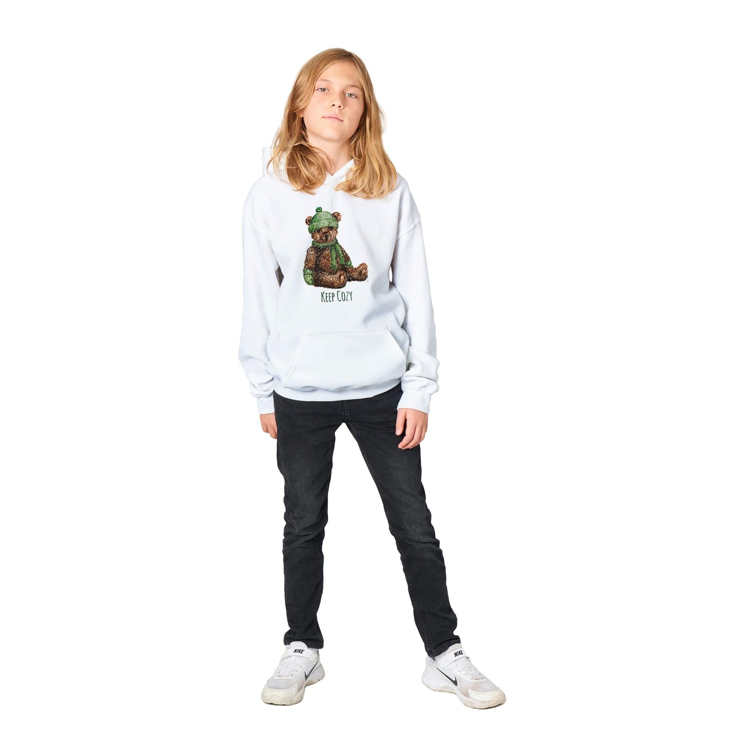 cozy winter teddy personalized classic kids pullover hoodie - designs by pippa