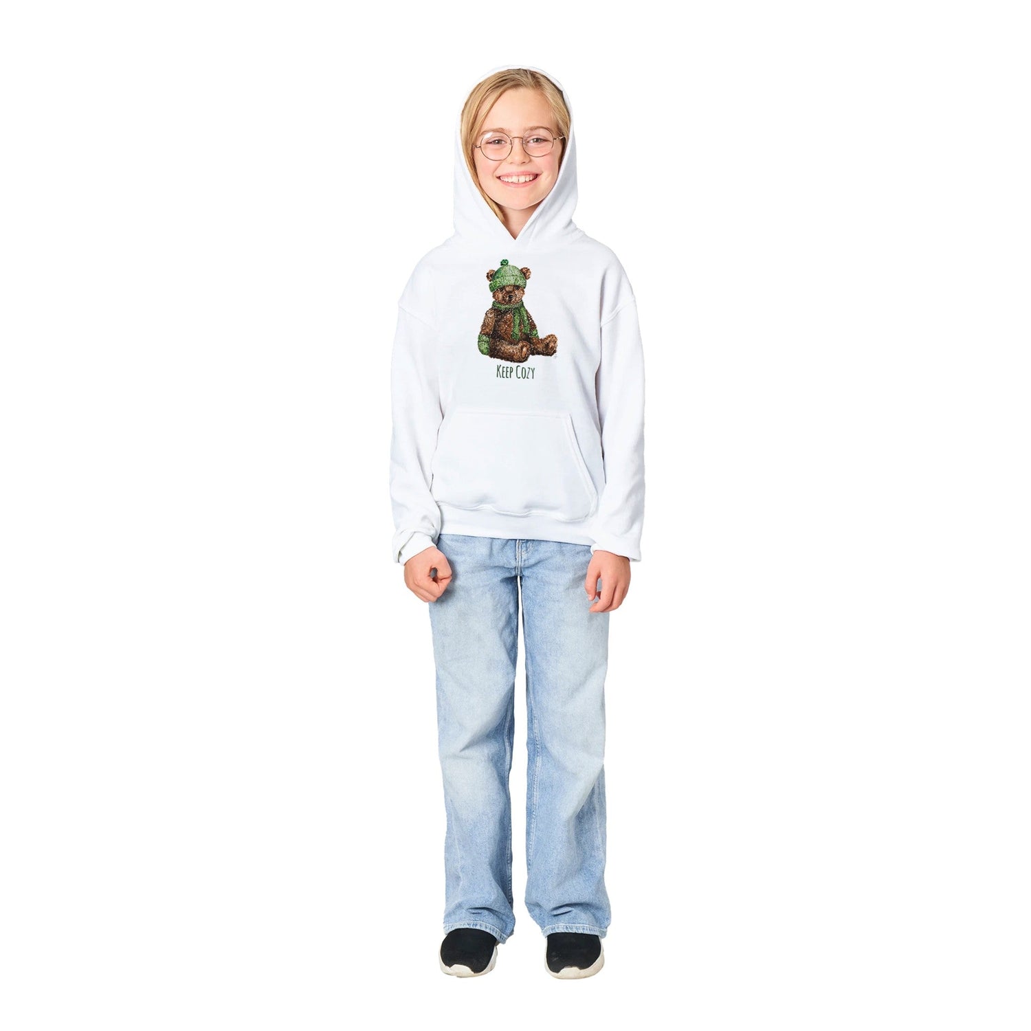 cozy winter teddy personalized classic kids pullover hoodie - designs by pippa