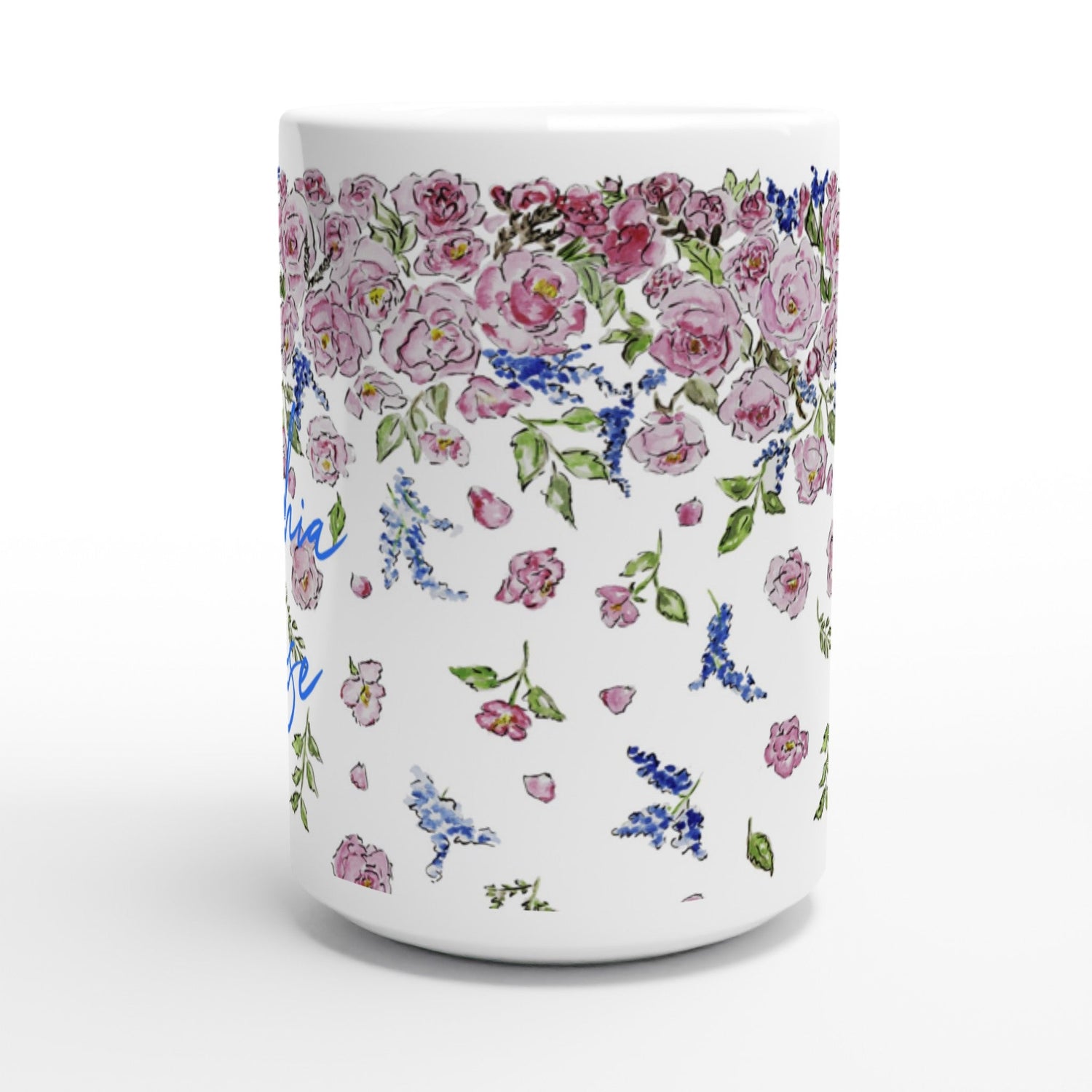 falling floral personalized 15oz ceramic mug - designs by pippa