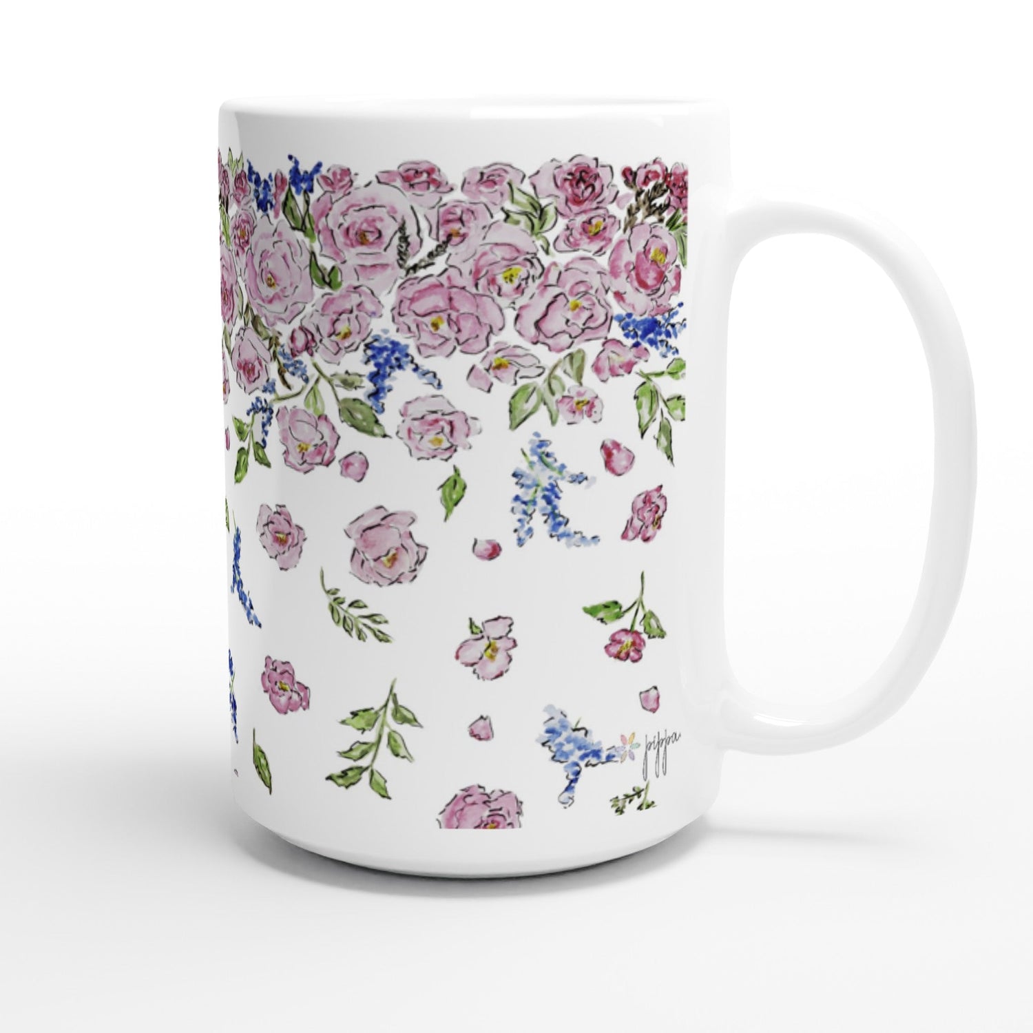 falling floral personalized 15oz ceramic mug - designs by pippa