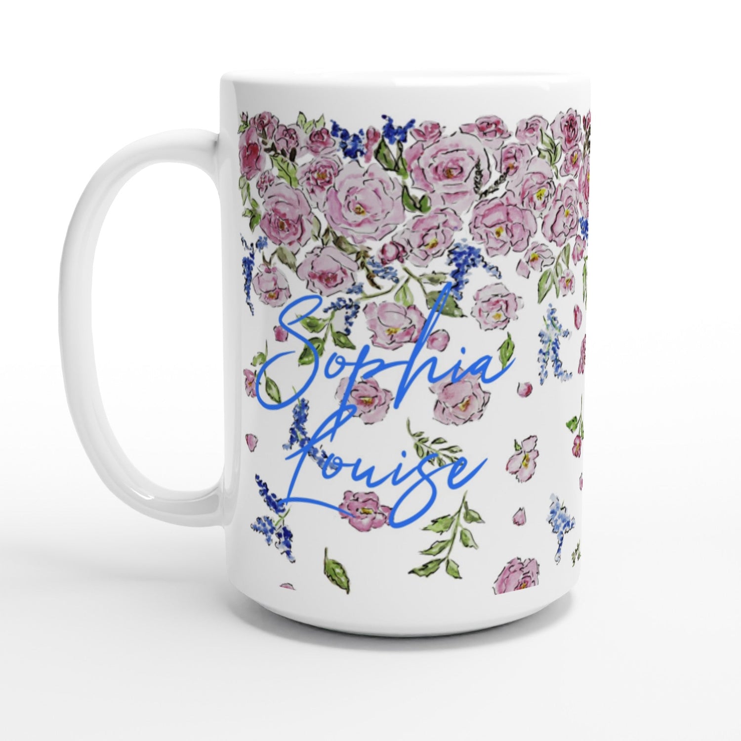 falling floral personalized 15oz ceramic mug - designs by pippa