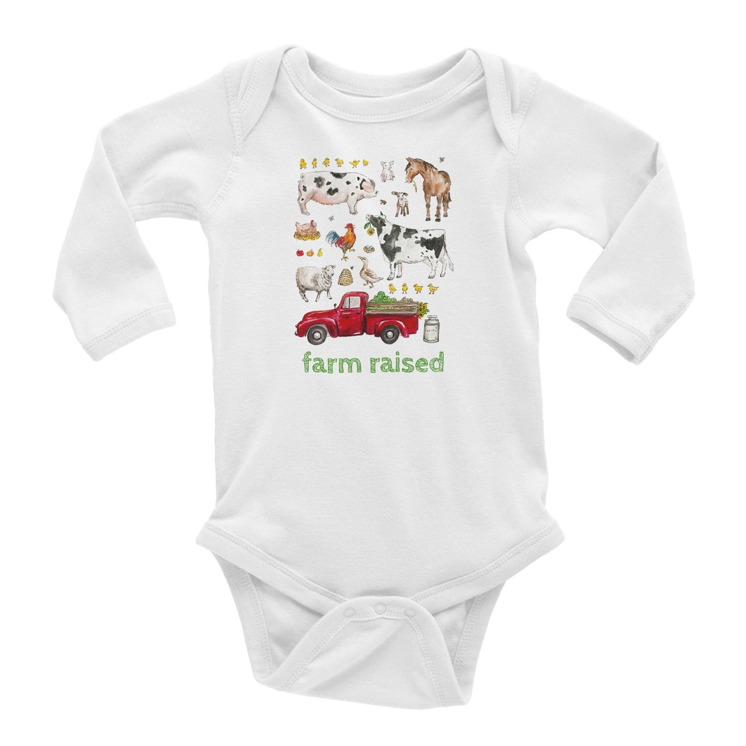 farm raised personalized classic baby long sleeve bodysuit boy girl - designs by pippa