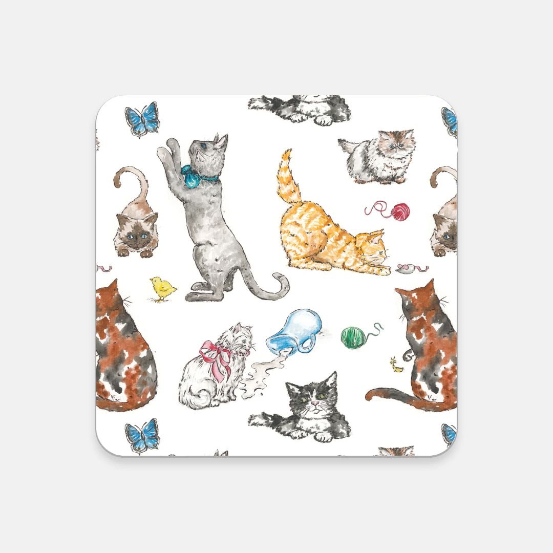 fine feline cork back coaster - designs by pippa