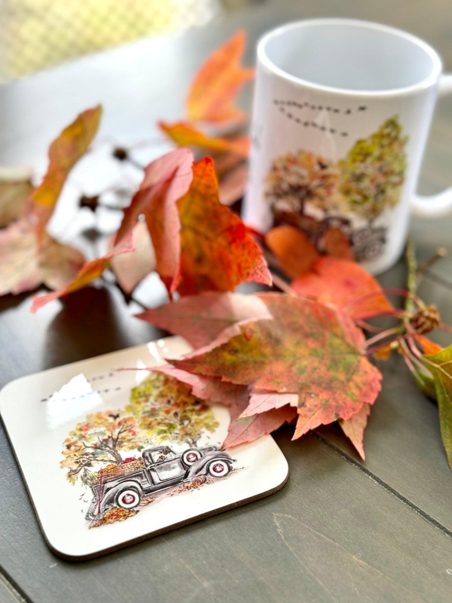 fruitful fall corkback coaster - designs by pippa