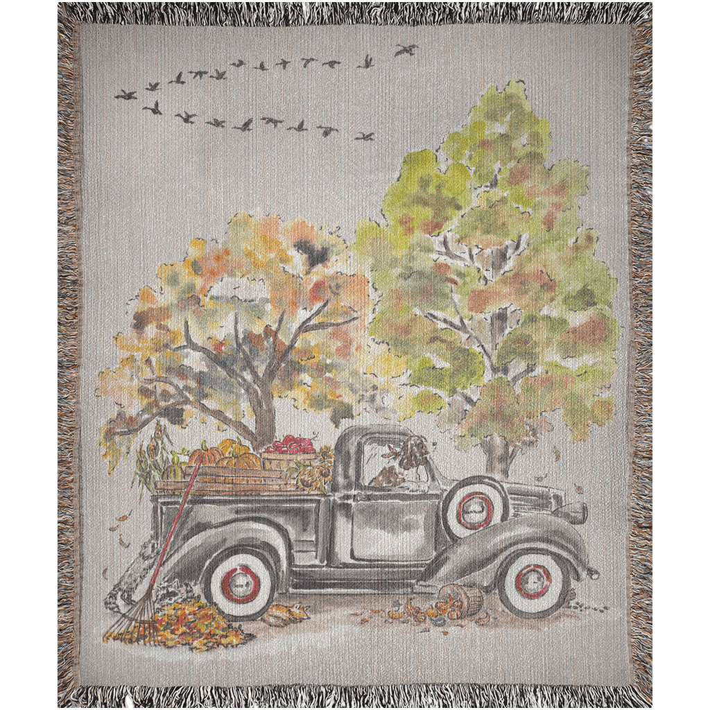 fruitful fall truck woven blanket - designs by pippa