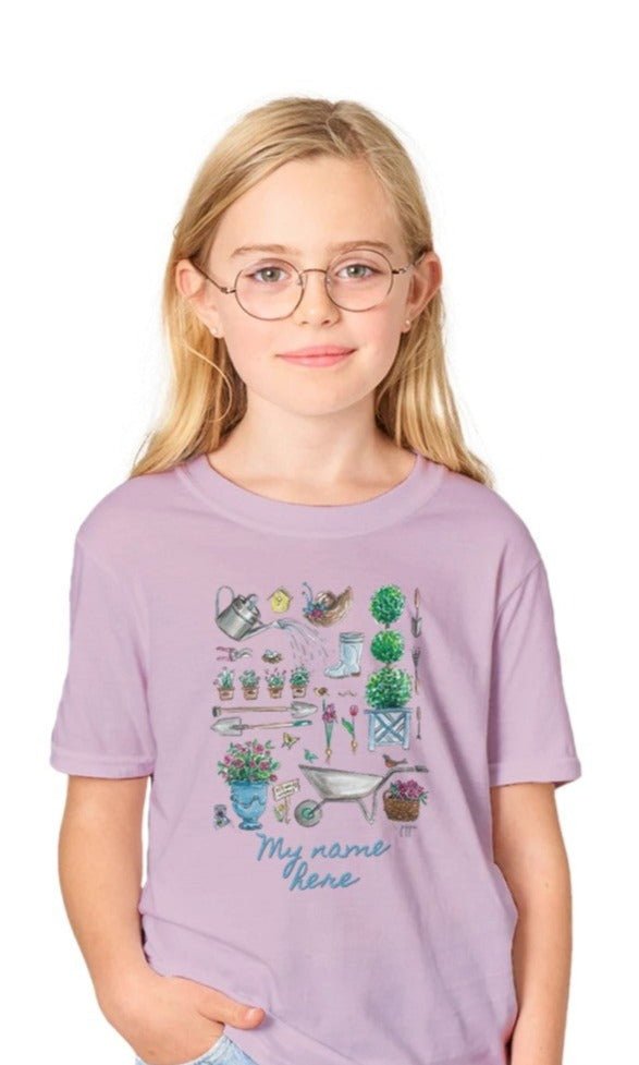 gardener personalized classic kids youth graphic tee - designs by pippa