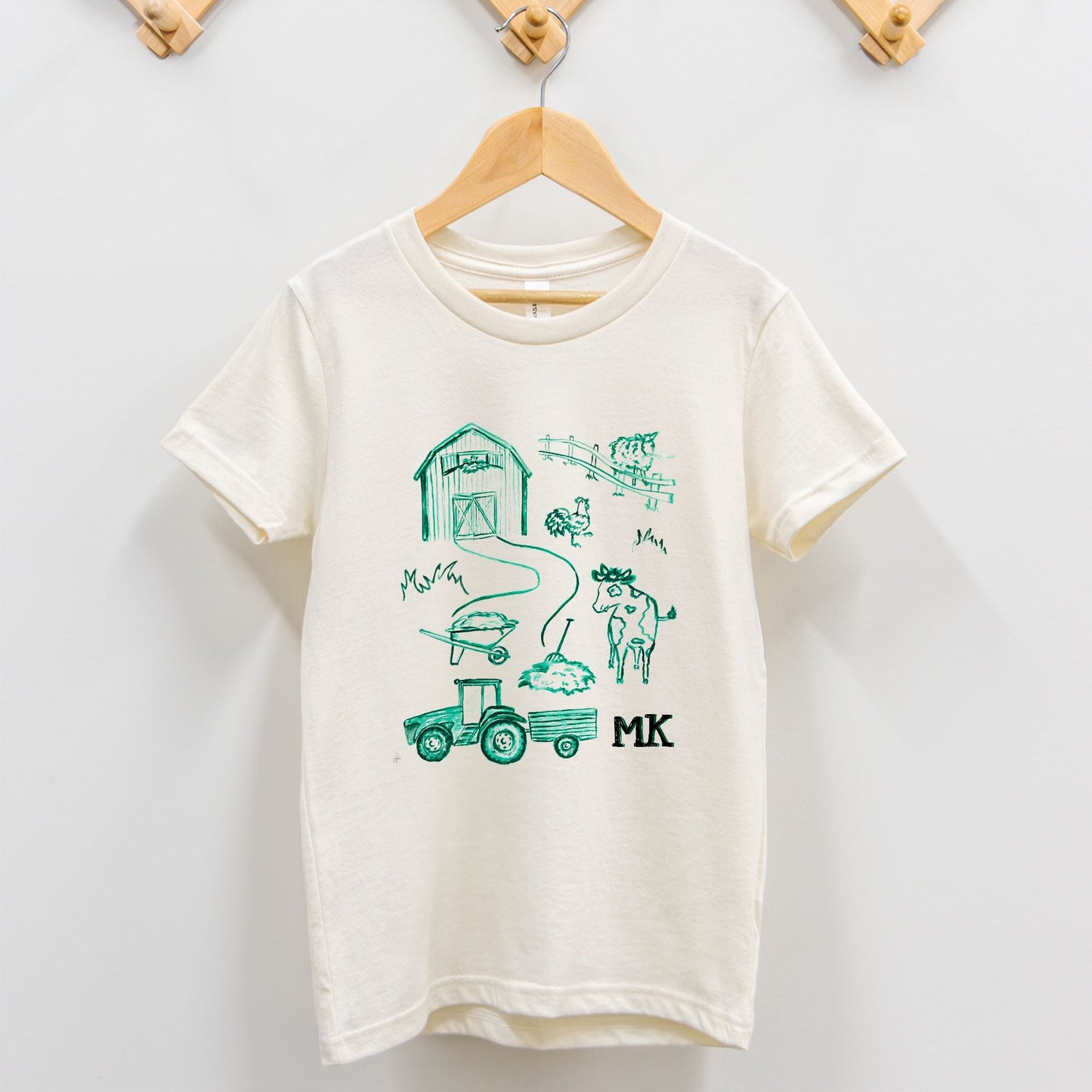 green farm toile custom initial toddler tee 2T - 5T - designs by pippa