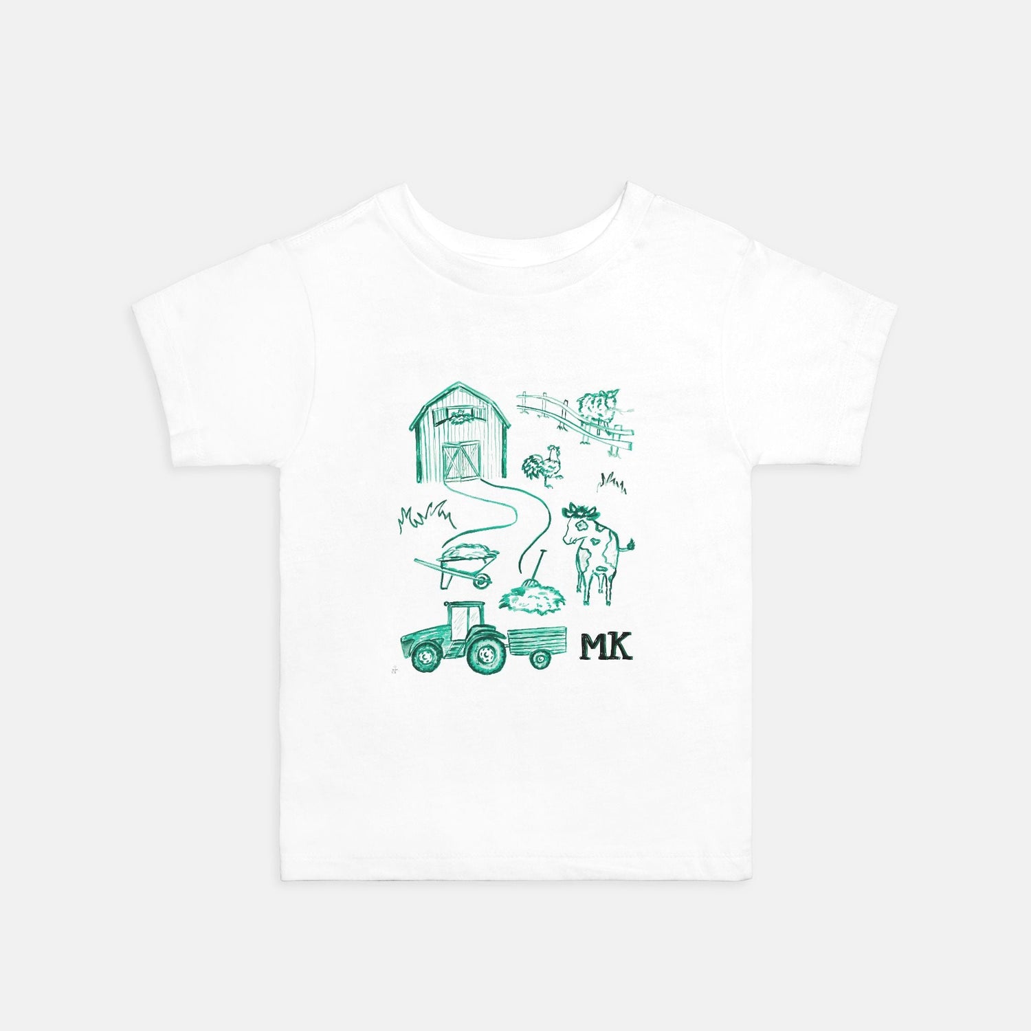 green farm toile custom initial toddler tee 2T - 5T - designs by pippa