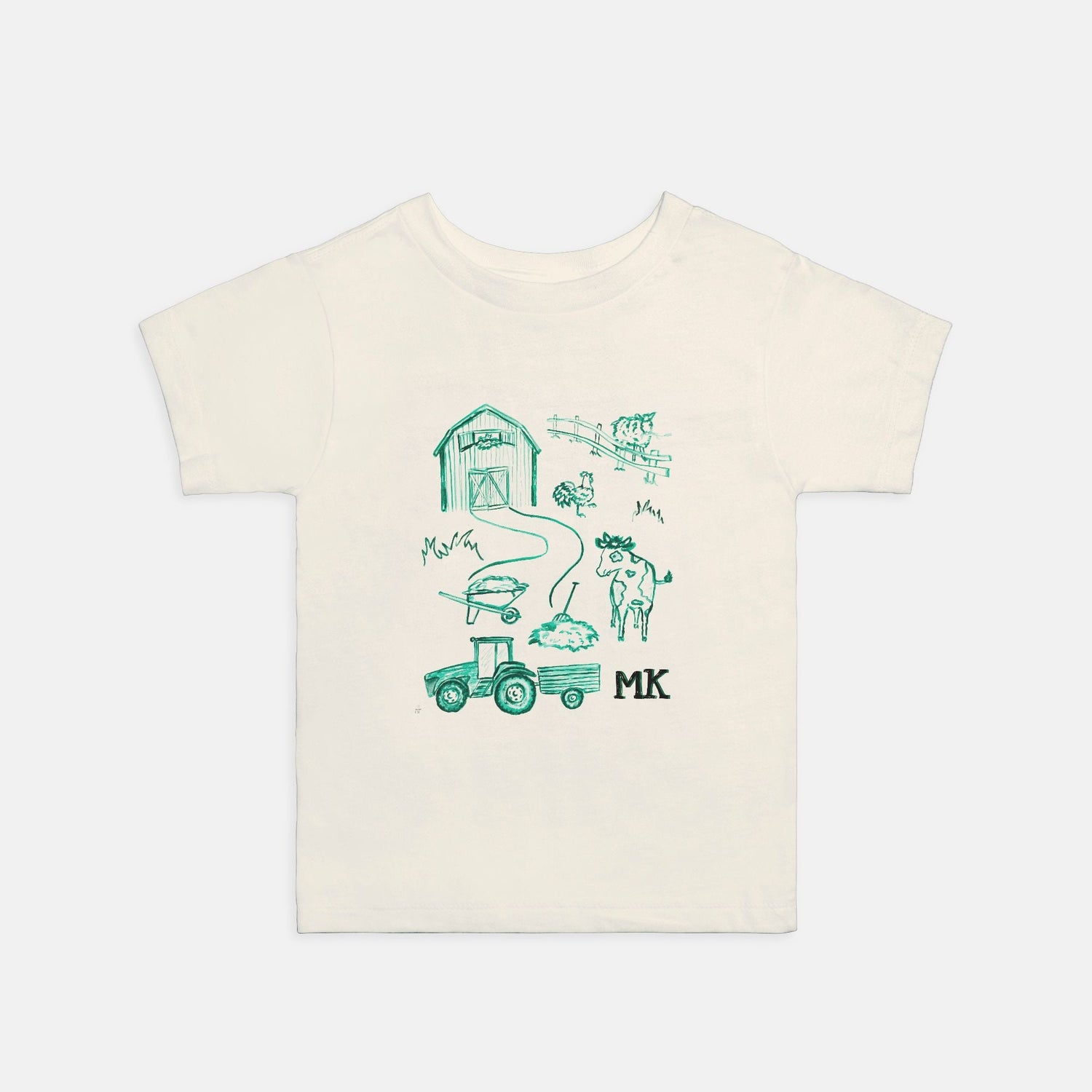 green farm toile custom initial toddler tee 2T - 5T - designs by pippa