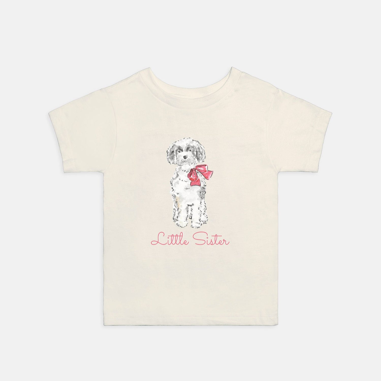 little sister bow puppy personalized girl tee 2T - 5T - designs by pippa