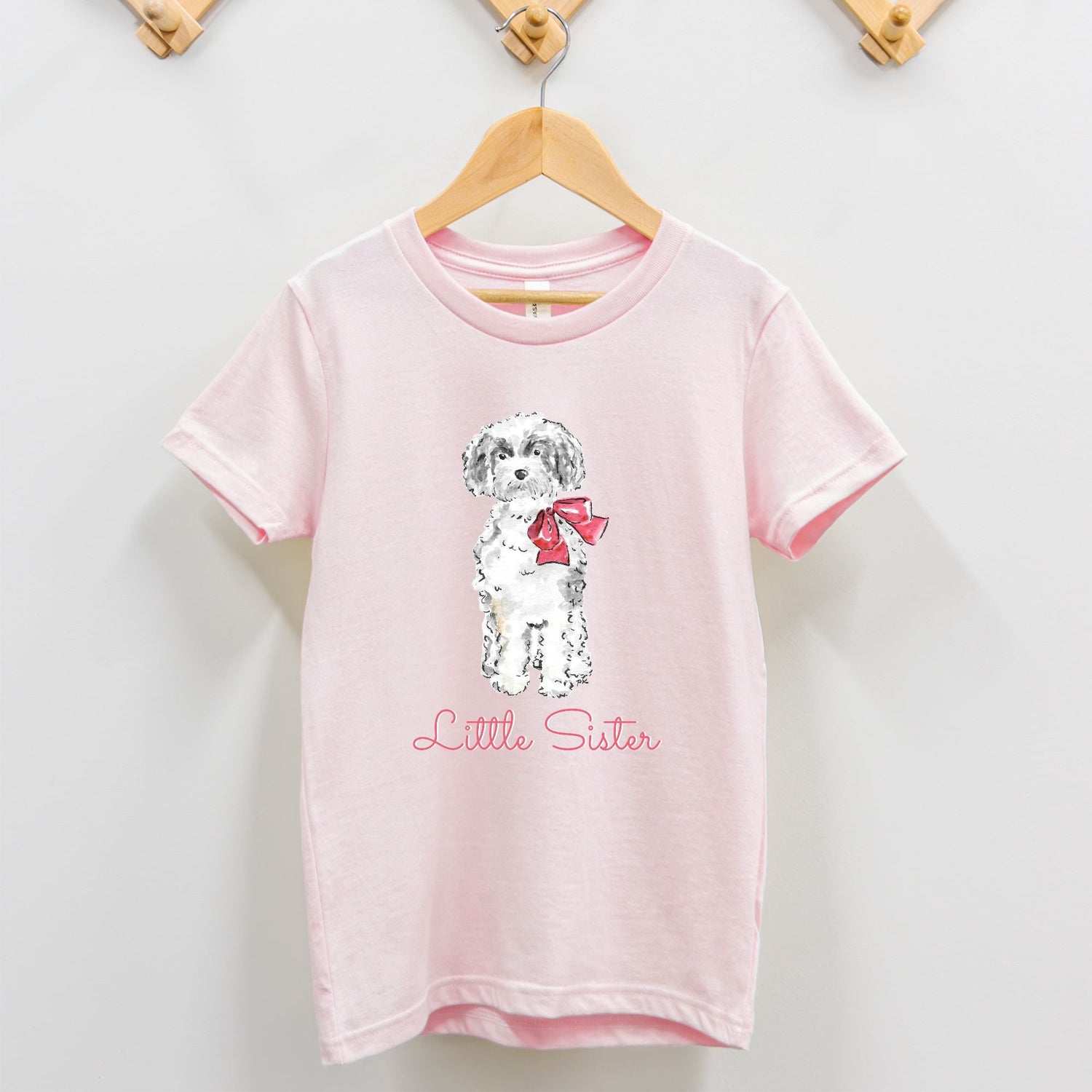 little sister bow puppy personalized girl tee 2T - 5T - designs by pippa