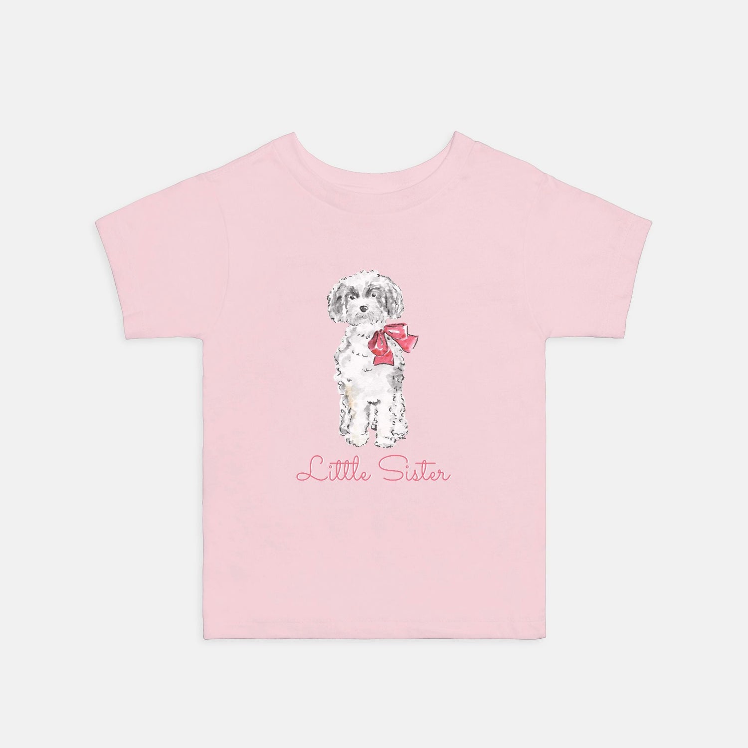 little sister bow puppy personalized girl tee 2T - 5T - designs by pippa