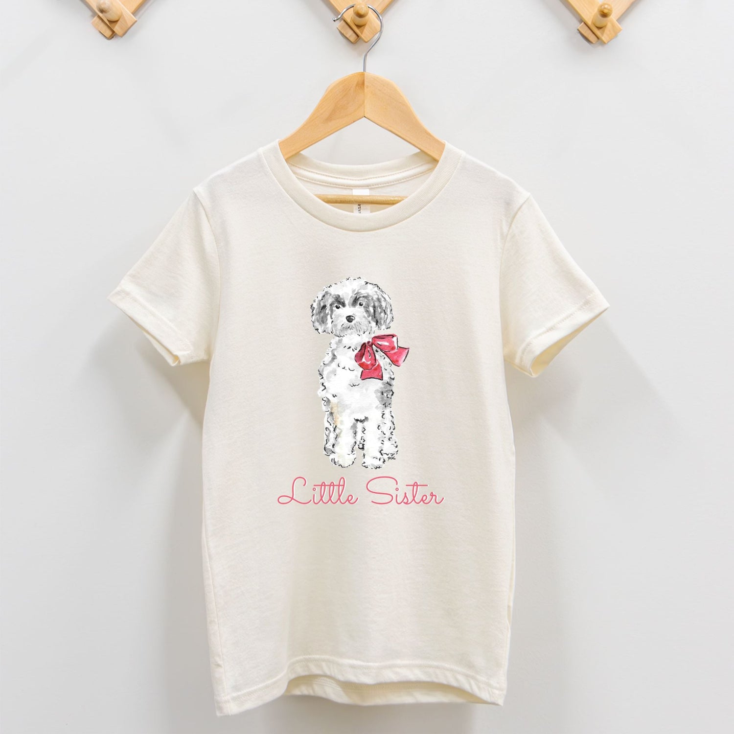 little sister bow puppy personalized girl tee 2T - 5T - designs by pippa