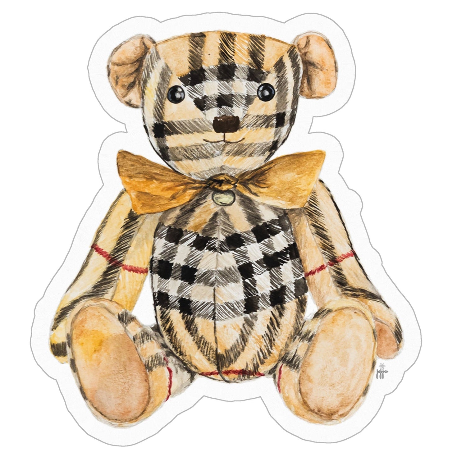 nova plaid bear kiss cut stickers - 3