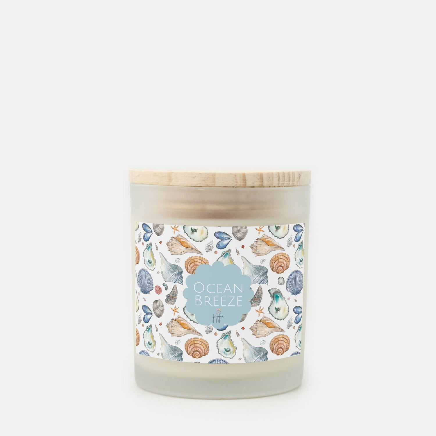 ocean breeze seashell frosted scented candle with lid - designs by pippa