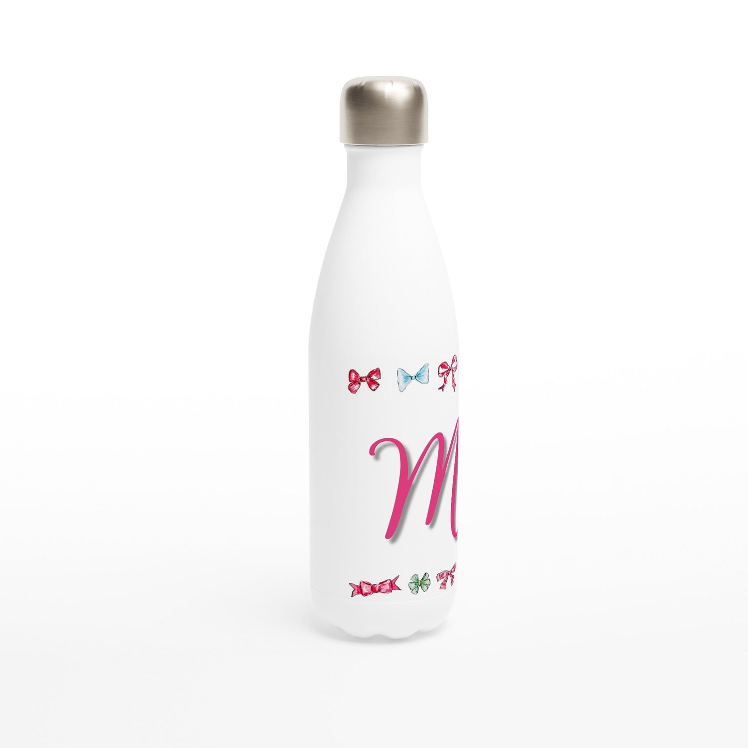 personalized bow girl stainless steel water bottle - designs by pippa