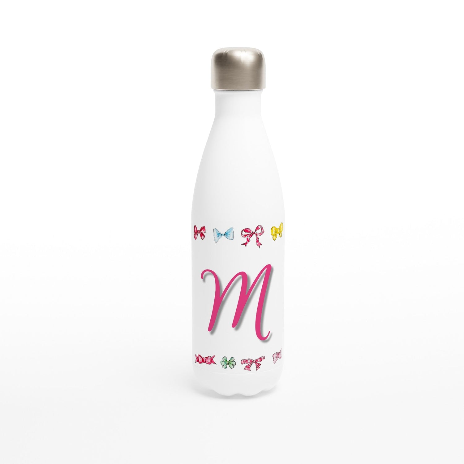 personalized bow girl stainless steel water bottle - designs by pippa