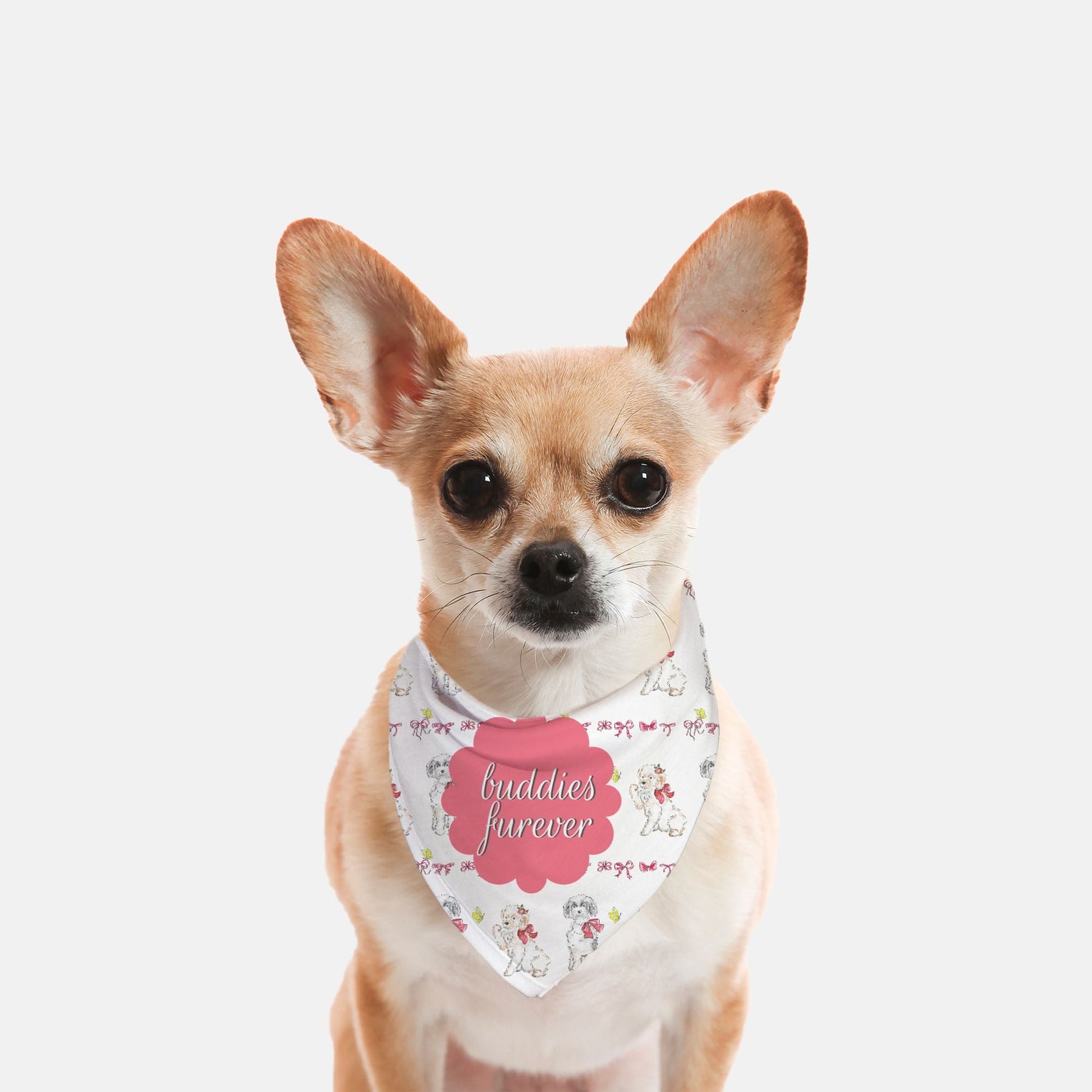 pink bow puppy custom small breed pet bandana - designs by pippa