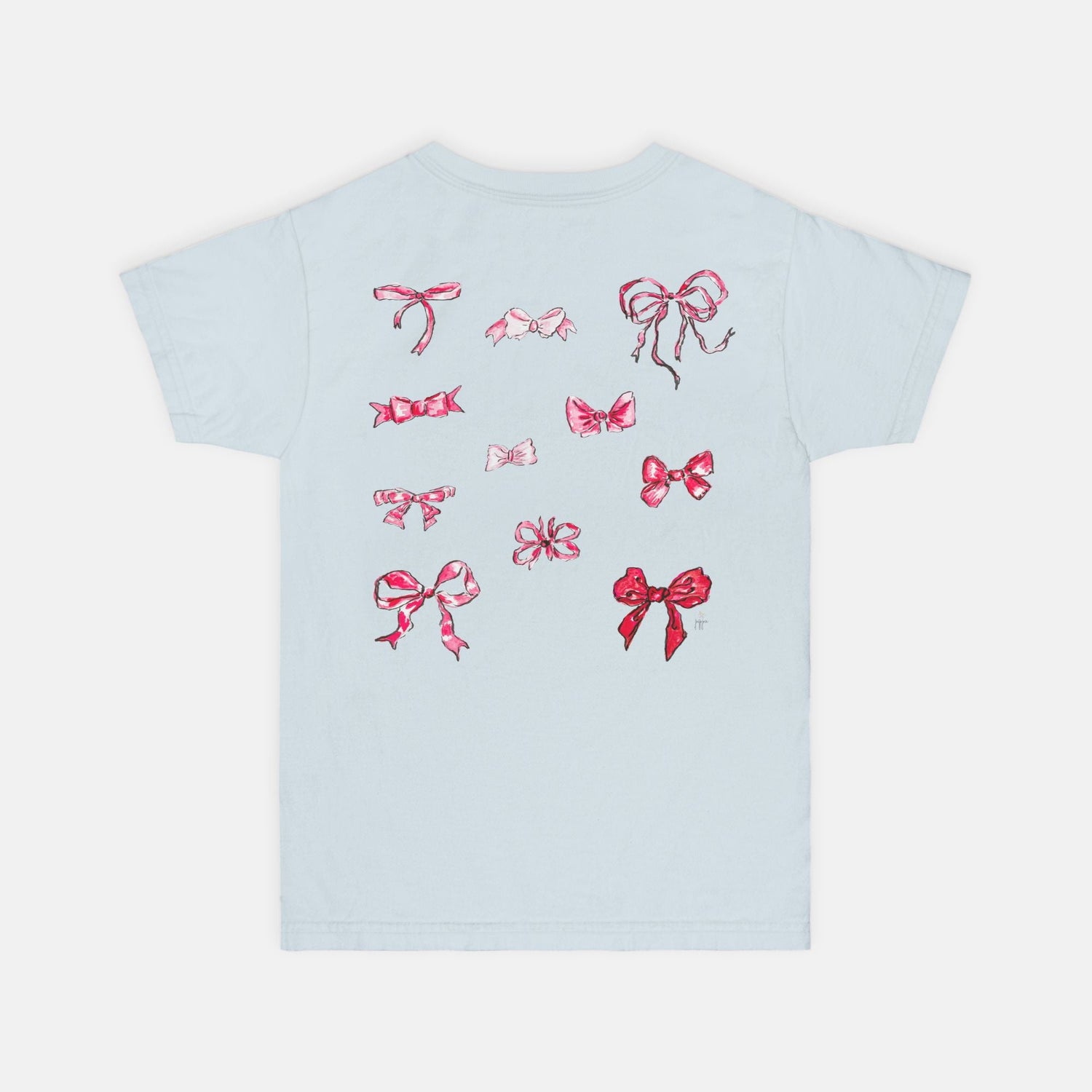 pink girly bow custom tee Youth S - XL heavyweight - designs by pippa