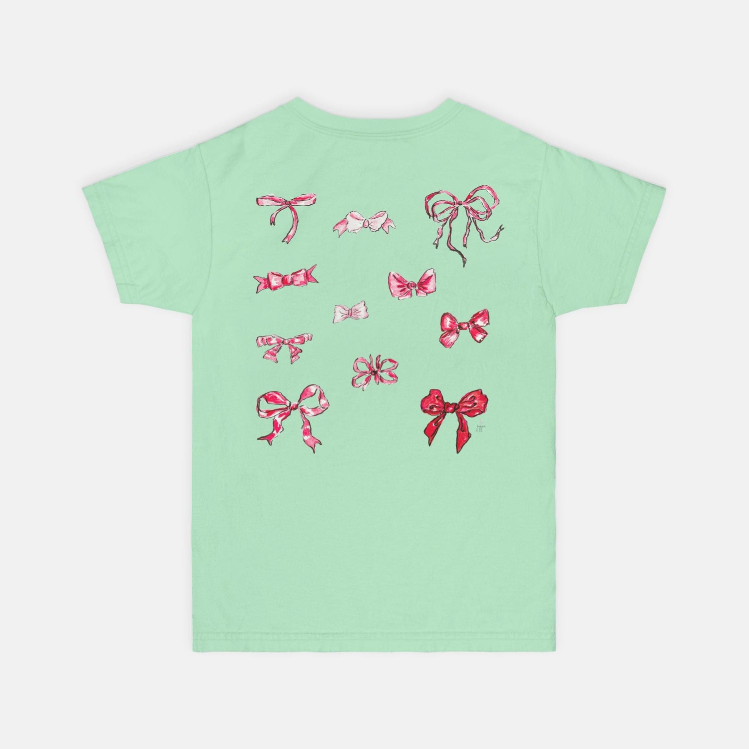 pink girly bow custom tee Youth S - XL heavyweight - designs by pippa