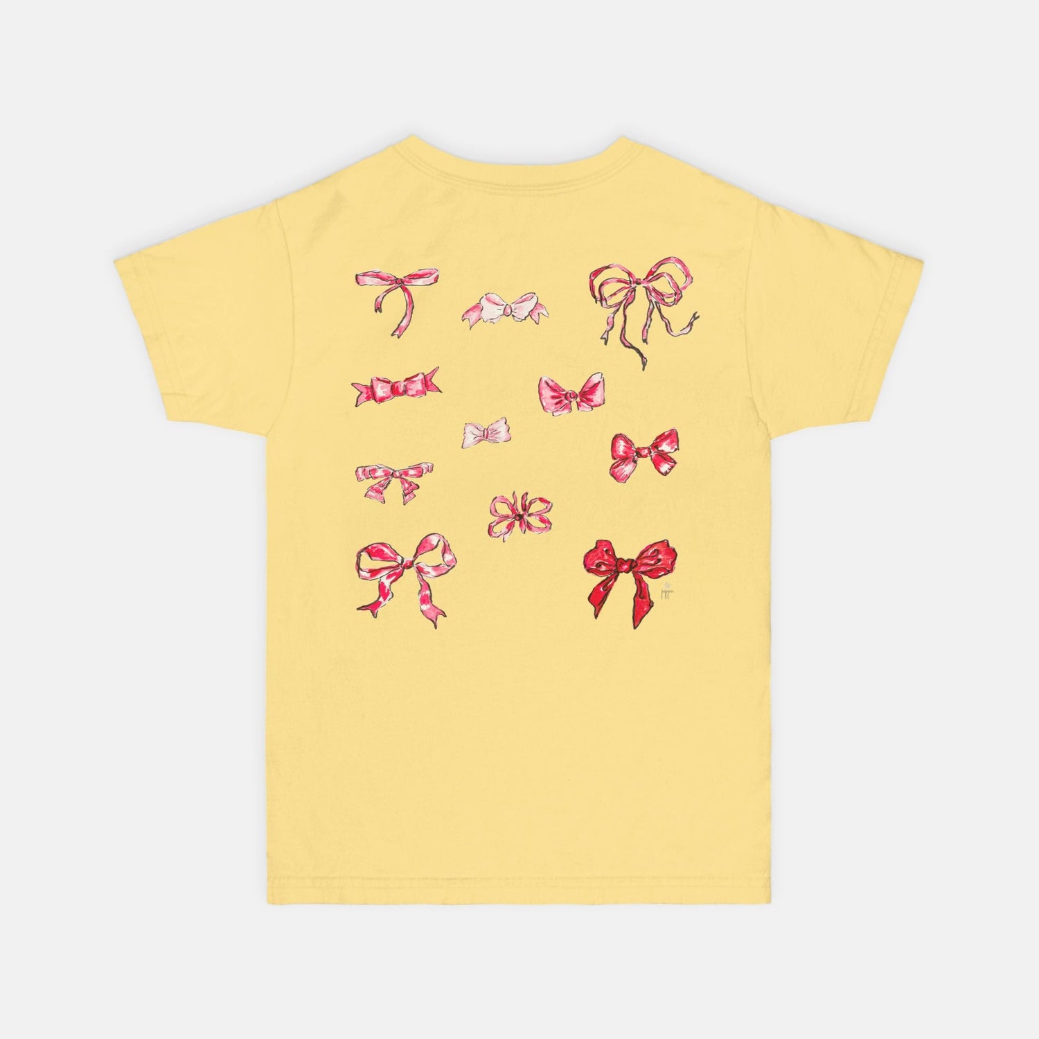 pink girly bow custom tee Youth S - XL heavyweight - designs by pippa