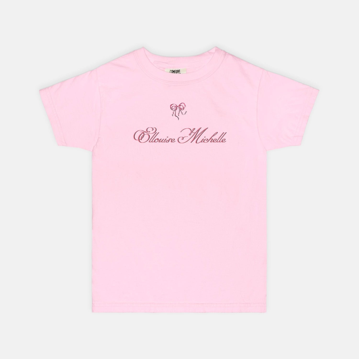 pink girly bow custom tee Youth S - XL heavyweight - designs by pippa