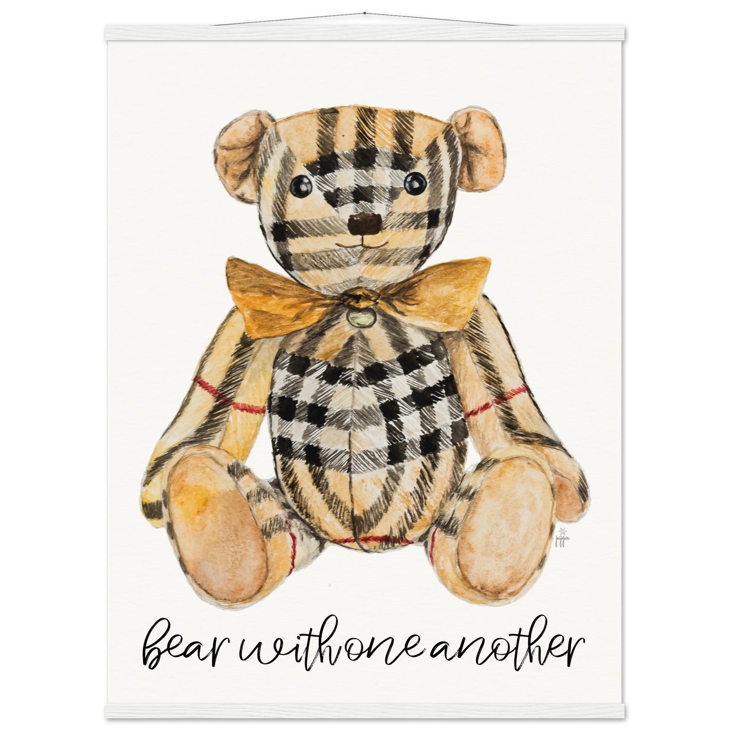 plaid bear bearberry personalized museum - quality paper poster with hanger - designs by pippa