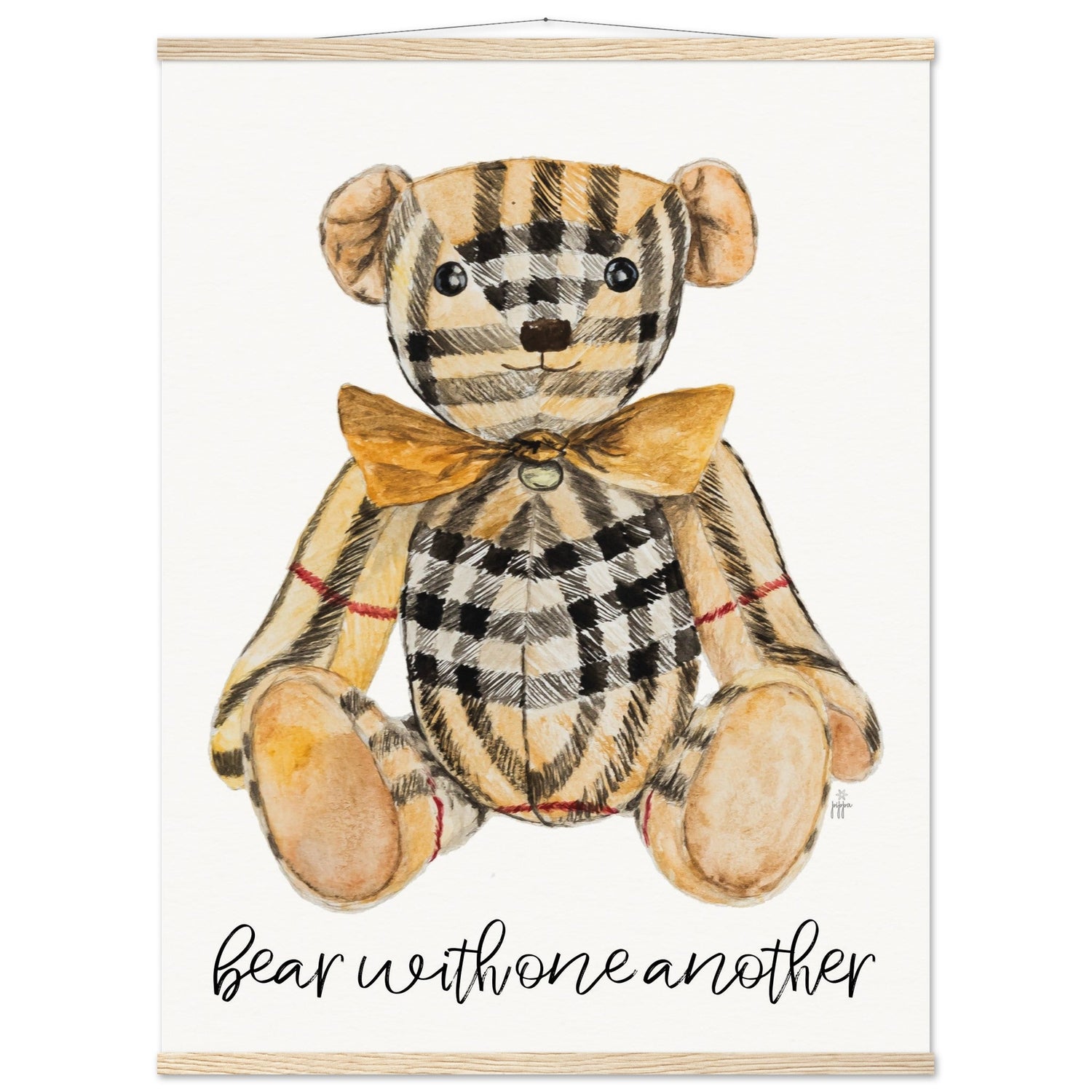 plaid bear bearberry personalized museum - quality paper poster with hanger - designs by pippa