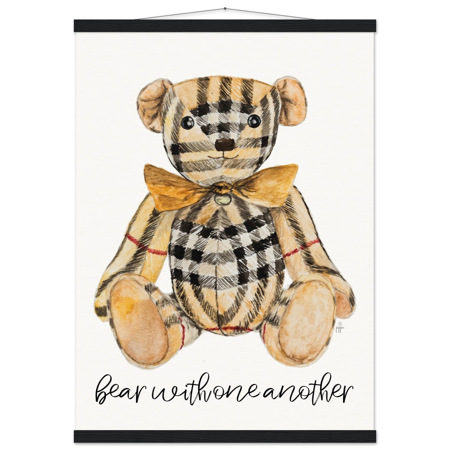 plaid bear bearberry personalized museum - quality paper poster with hanger - designs by pippa